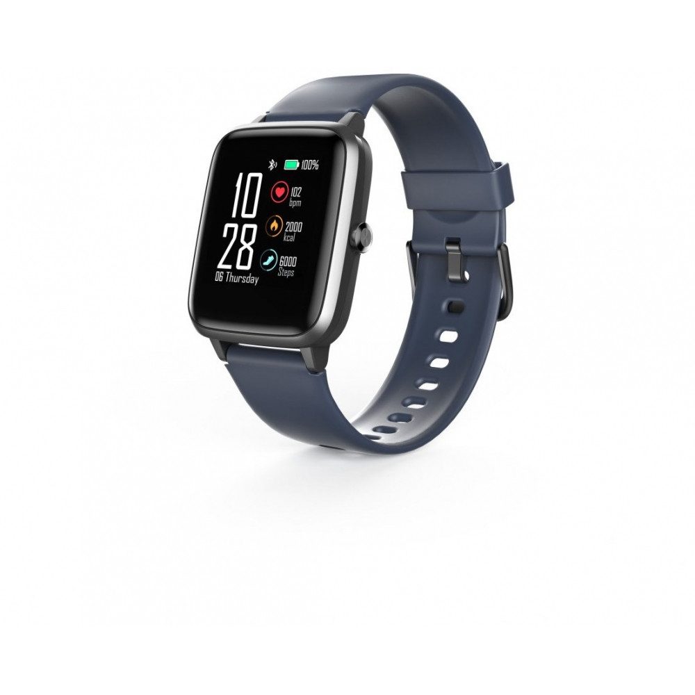 Hama Hama Fit Watch 4900 blau/schwarz Fitnessuhr Fitnessuhr (Android), Fit Watch 4900, Wasserfest mit IP68 Schutz