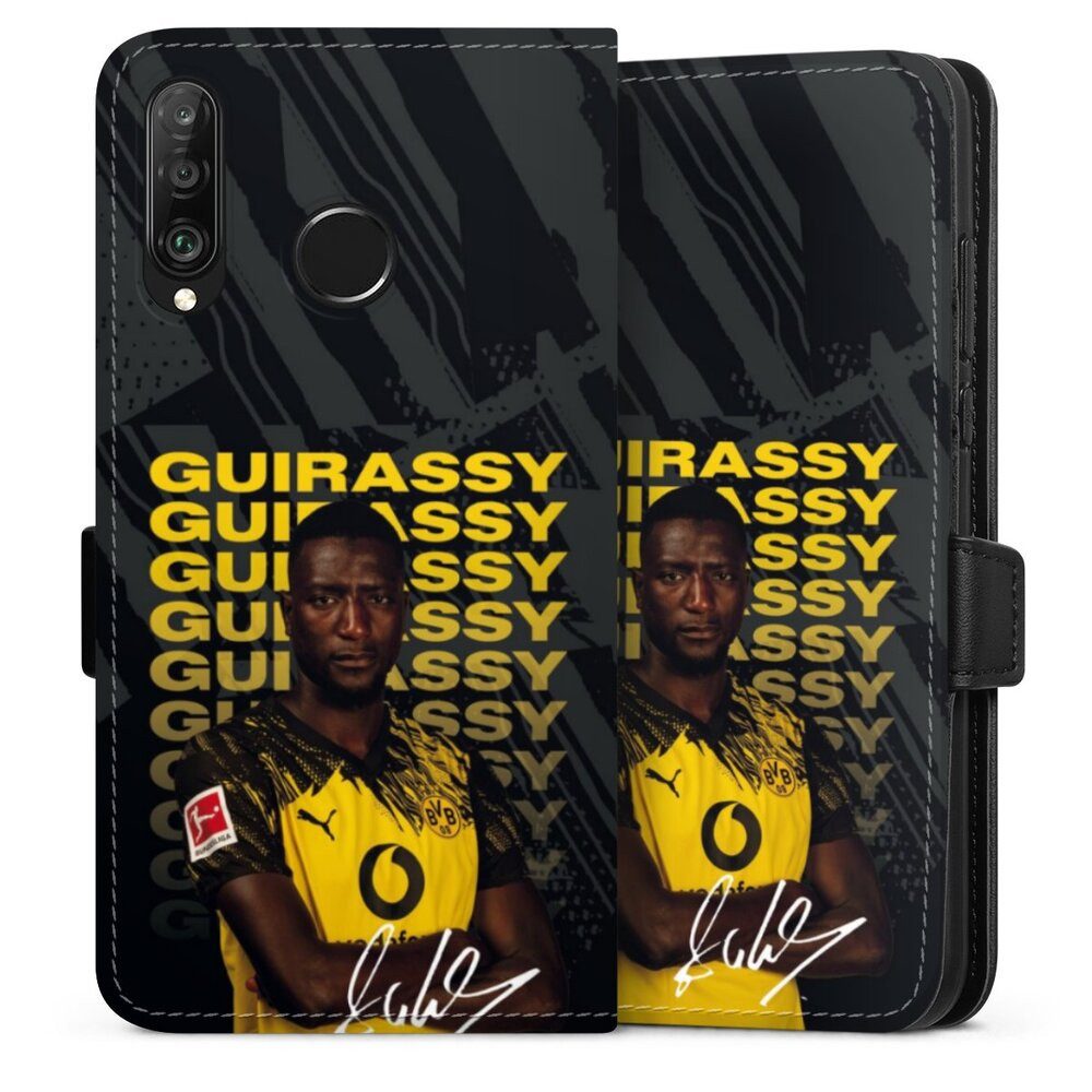 DeinDesign Handyhülle Borussia Dortmund Serhou Guirassy BVB Serhou Guirassy 25/26, Huawei P30 Lite Premium Hülle Handy Flip Case Wallet Cover