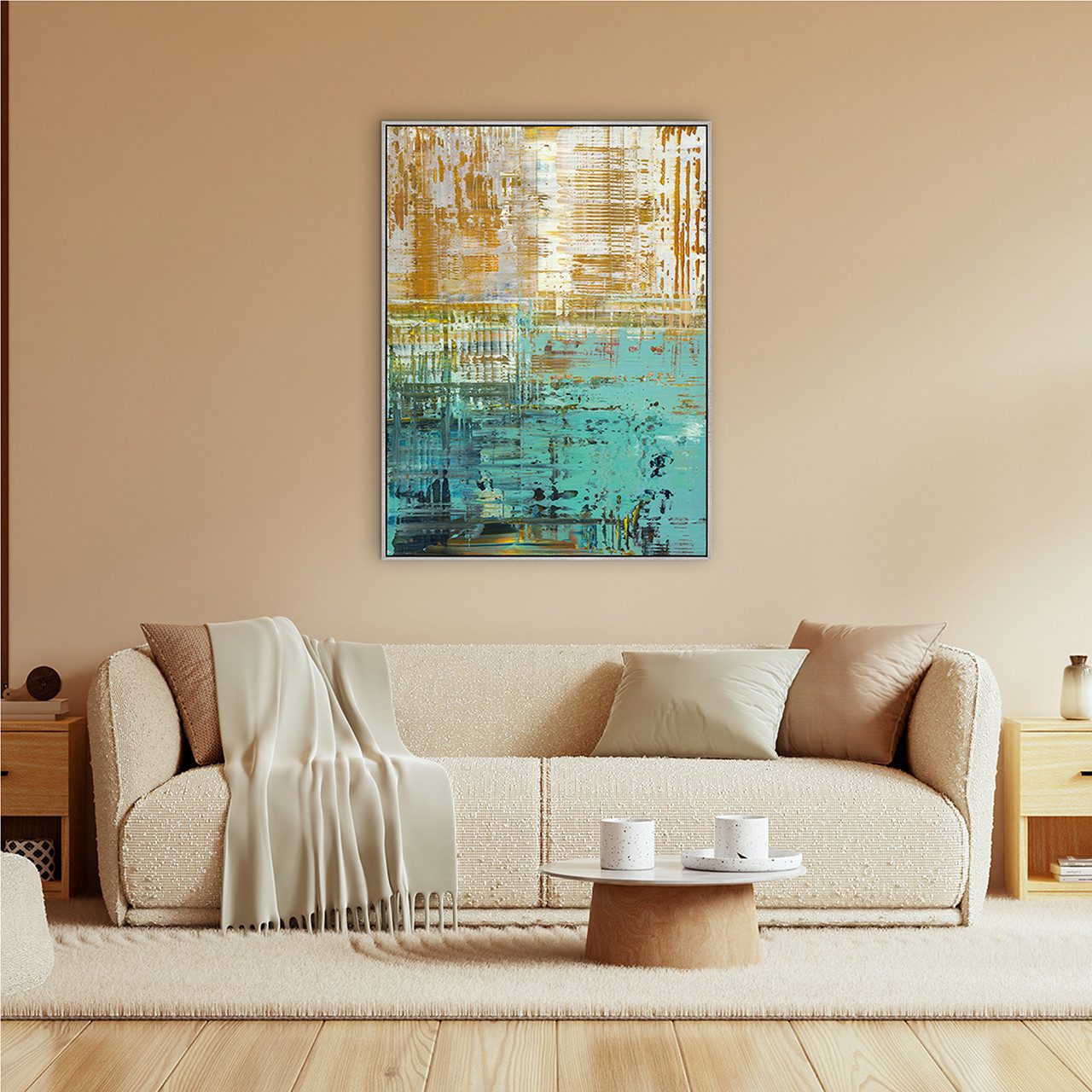 ArtUniverse Gemälde Türkisgold 90 x 120 cm, Abstrakt