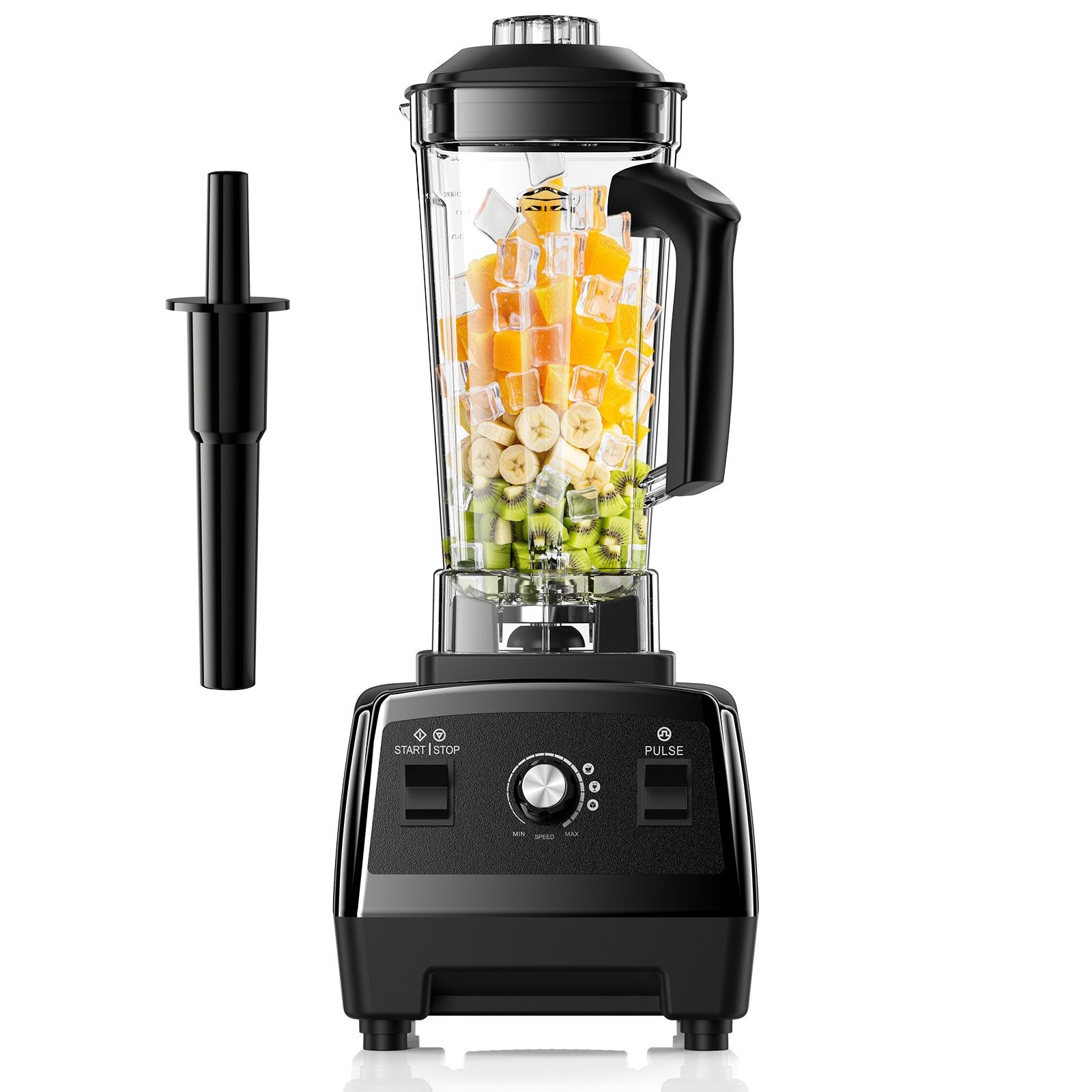 Teendow Standmixer Standmixer Hochleistungsmixer 1800W 2L BPA frei Smoothie Mixer, 1800 W, mit Rührstab, Selbstreinigend, 6 Edelstahlklingen
