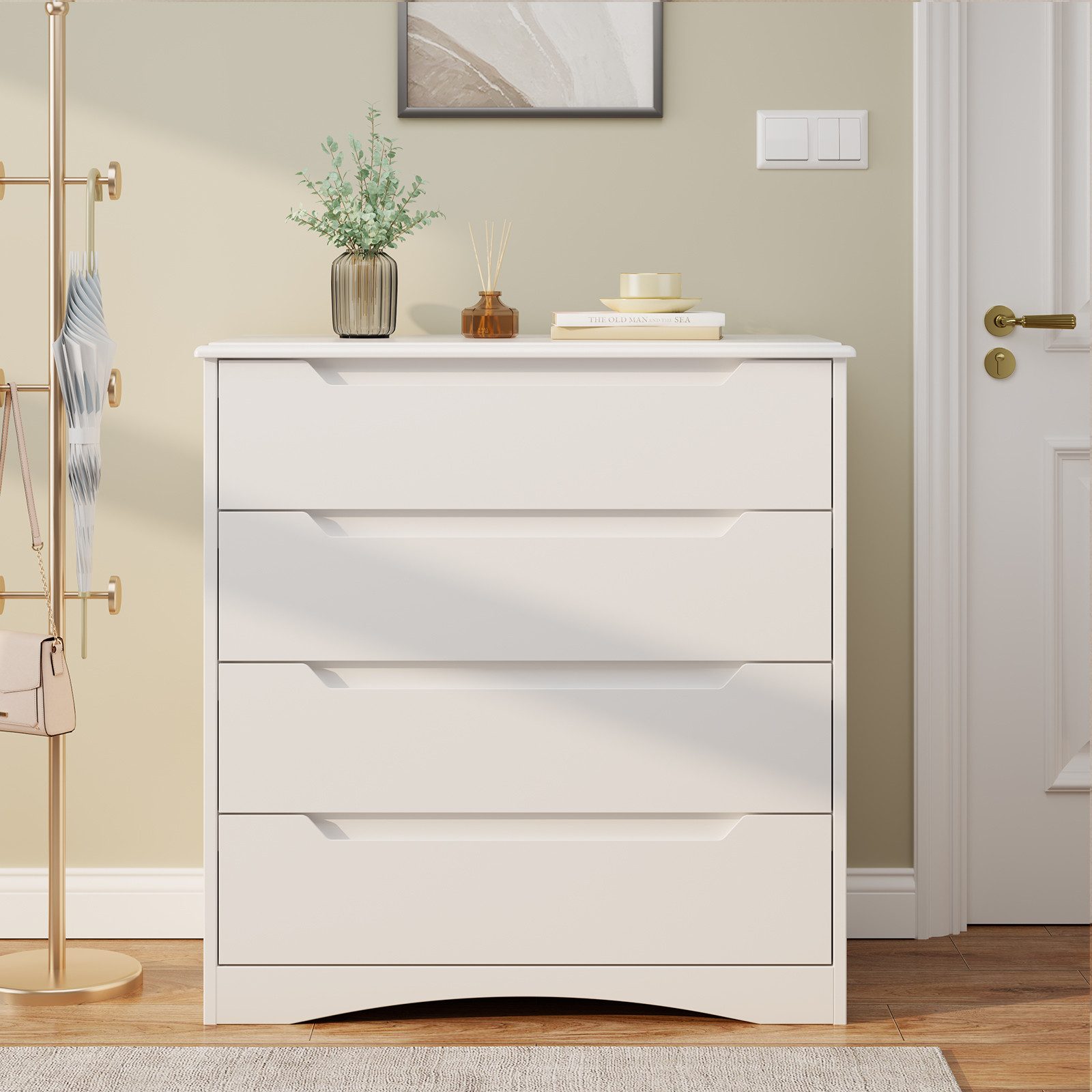 Kommode weiß, Kommode mit Schubladen, Schrank mit Schubladen, für Wohnzimmer