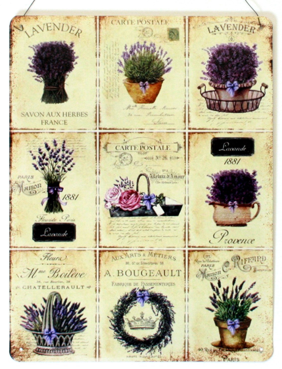 Blechschild Lavender Lavendel im Blumentopf Deko Schild Aufschrift Druck 20 x 25