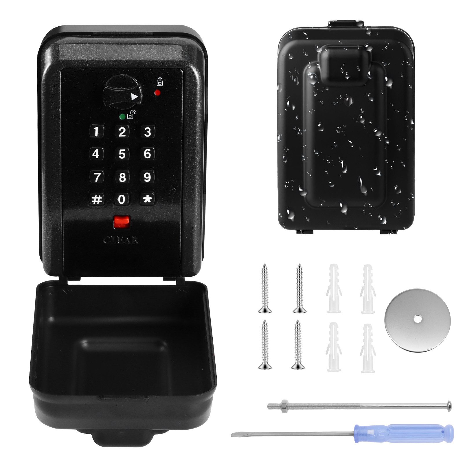 BlingBin Schlüsseltresor Schlüsselsafe zur Wandmontage mit Zahlencode, Wetterfest Schlüsselbox (1er Set, 1-St., Abmessungen: 135 × 95 × 60 mm), Abschließbare Schlüsselbox mit Hoher Kapazität für Haus, Garage