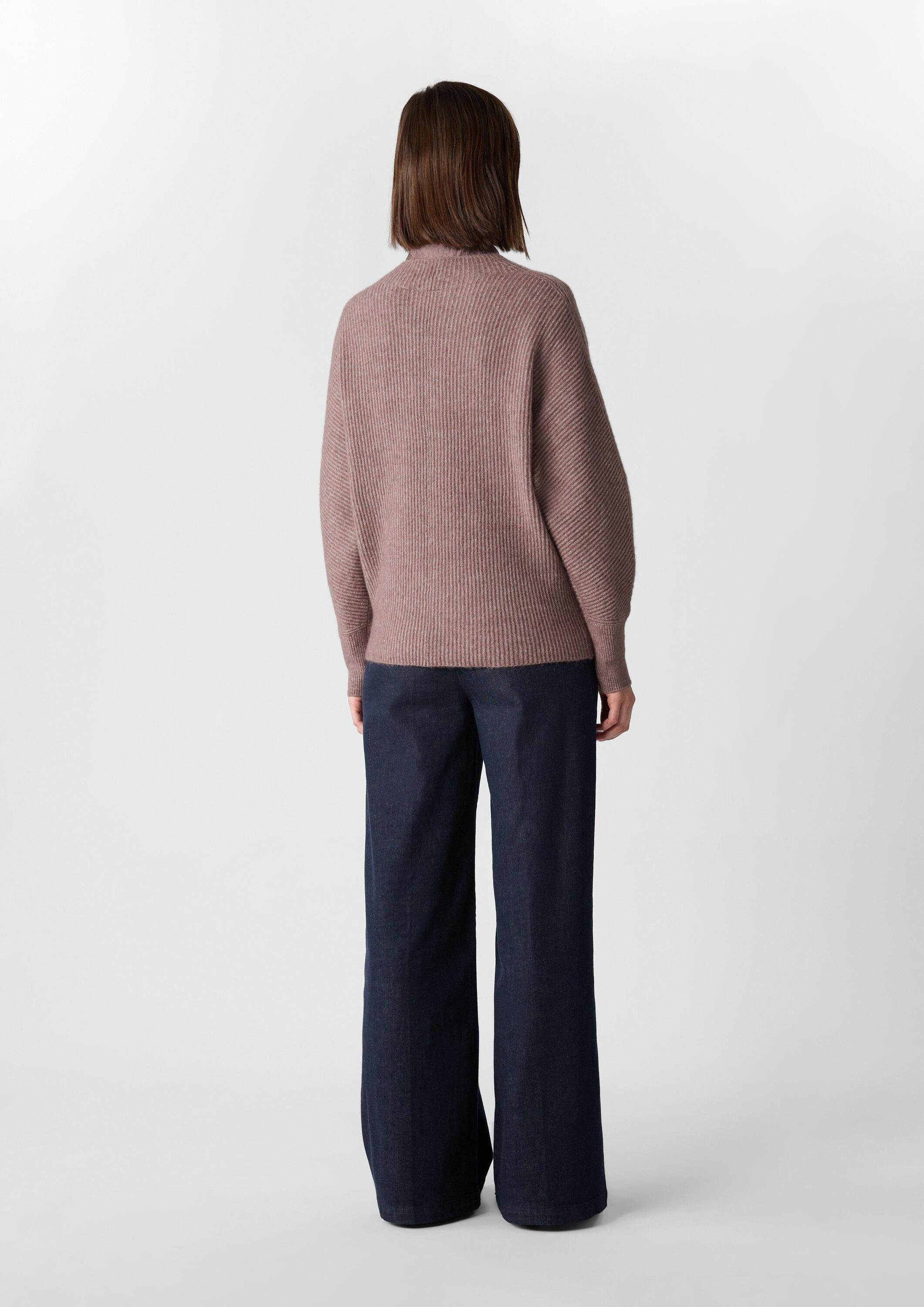 comma Longpullover Strickpullover Haariger Strickpullover mit Fledermausärmeln