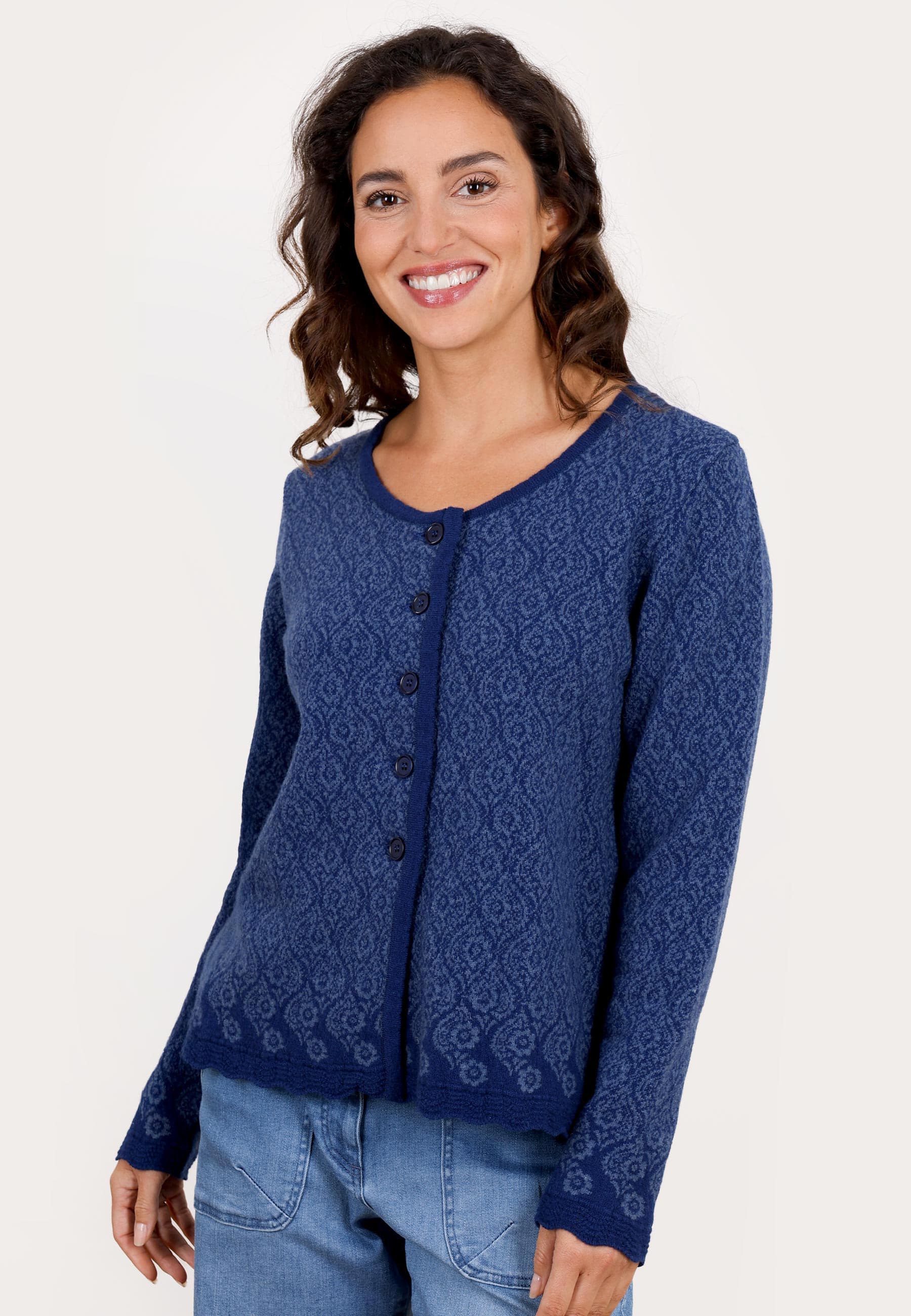 Sorgenfri Sylt Strickjacke Kadir Flower Kellerfalte am Rücken
