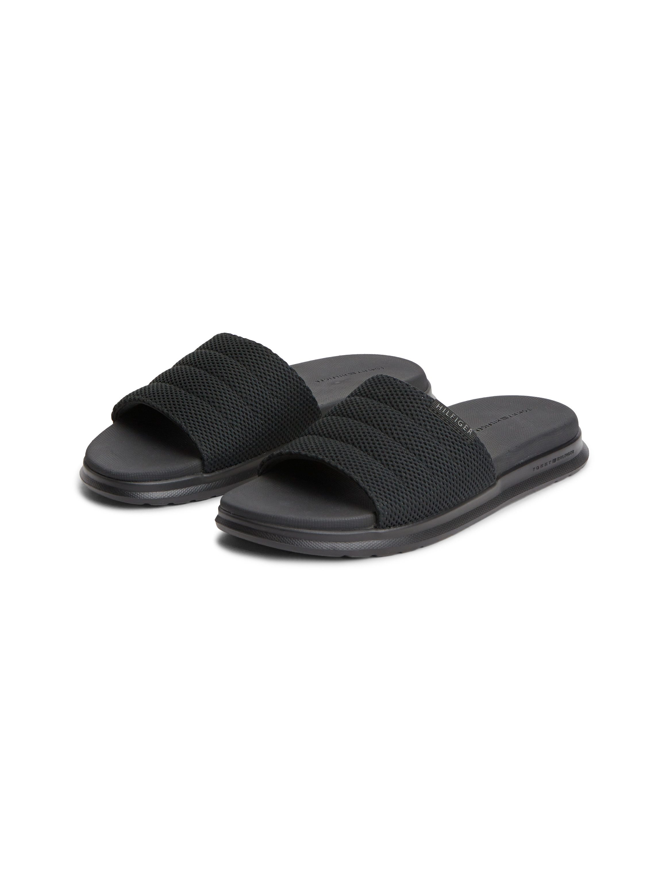Tommy Hilfiger DUAL DENSITY TEXTILE POOL SLIDE Pantolette Sommerschuh, Poolslides mit modischer Ziersteppung