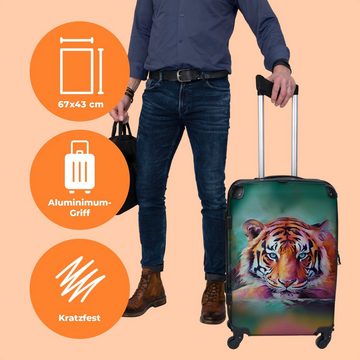 NoBoringSuitcases.com© Koffer Tiger - Ölfarbe - Tiere - Kunst 67x43x25cm, 4 Rollen, Mittelgroßer Koffer für Erwachsene, Reisekoffer