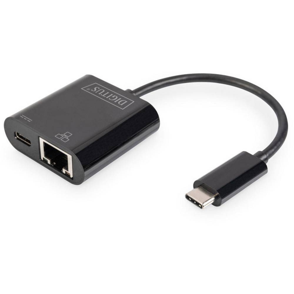 Digitus USB-C®® Gigabit Netzwerkadapter USB-Adapter, inkl. RJ45-Buchse, mit Ladebuchse, mit USB