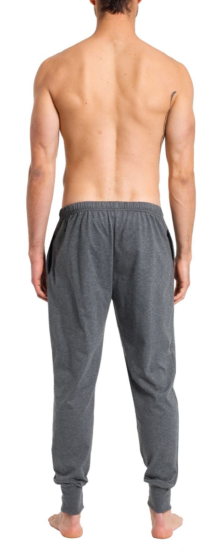 HAASIS Bodywear Passform, mit Bündchen 77116876-carbon hautsympatisch (1-tlg) Optimale Herren formbeständig, pflegeleicht, 1919 Pyjamahose Pyjamahose