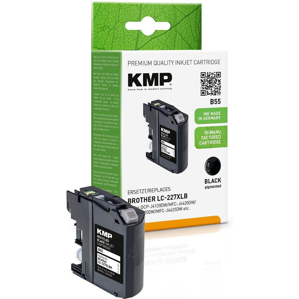 KMP 1 Tinte B55 ERSETZT Brother LC-227XL - black Tintenpatrone (1 Farbe, 1-tlg)