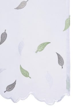 Scheibengardine Blätter, Home affaire, Durchzuglöcher (1 St), transparent, Voile, mit Stickerei, Voile, Blätter