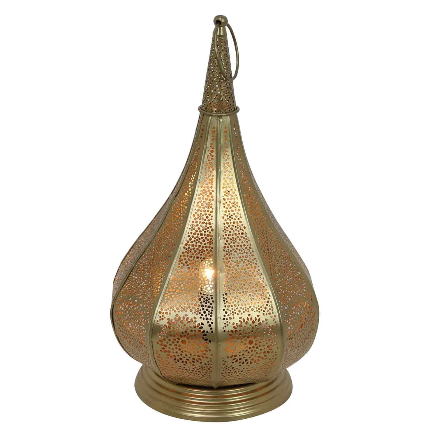 Casa Moro Nachttischlampe Orientalische Tischlampe Monza Gold, marokkanische Laterne, ohne Leuchtmittel, für elektrische und Kerzenbeleuchtung IRL610