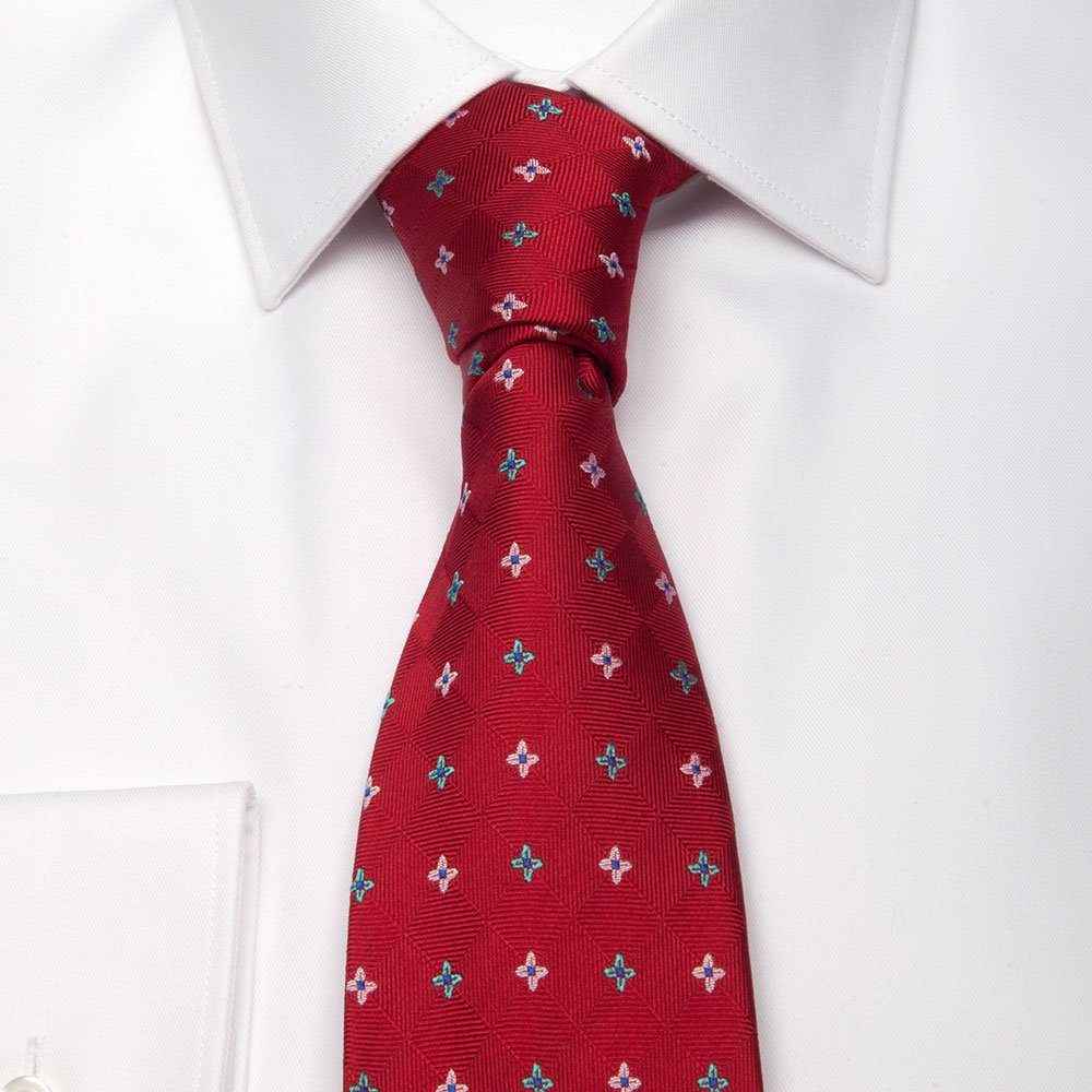 BGENTS Krawatte Seiden-Jacquard (8cm) mit Rot Breit Blüten-Muster Krawatte