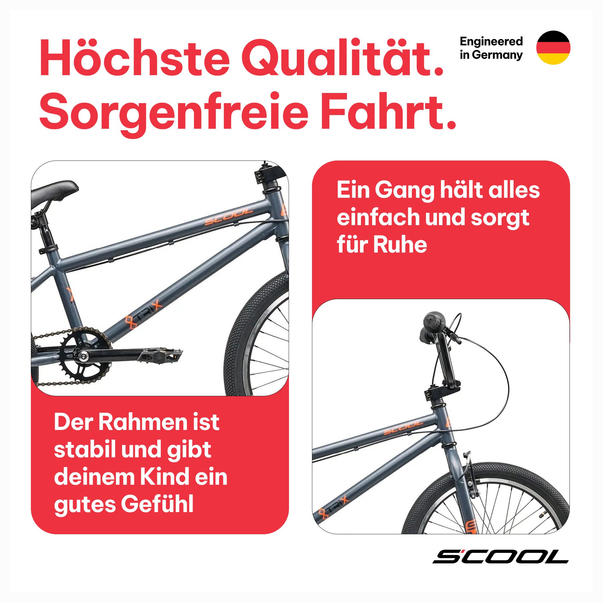 S’COOL BMX-Rad XtriX 20, Kinderfahrrad, 1 Gang, 20 Zoll