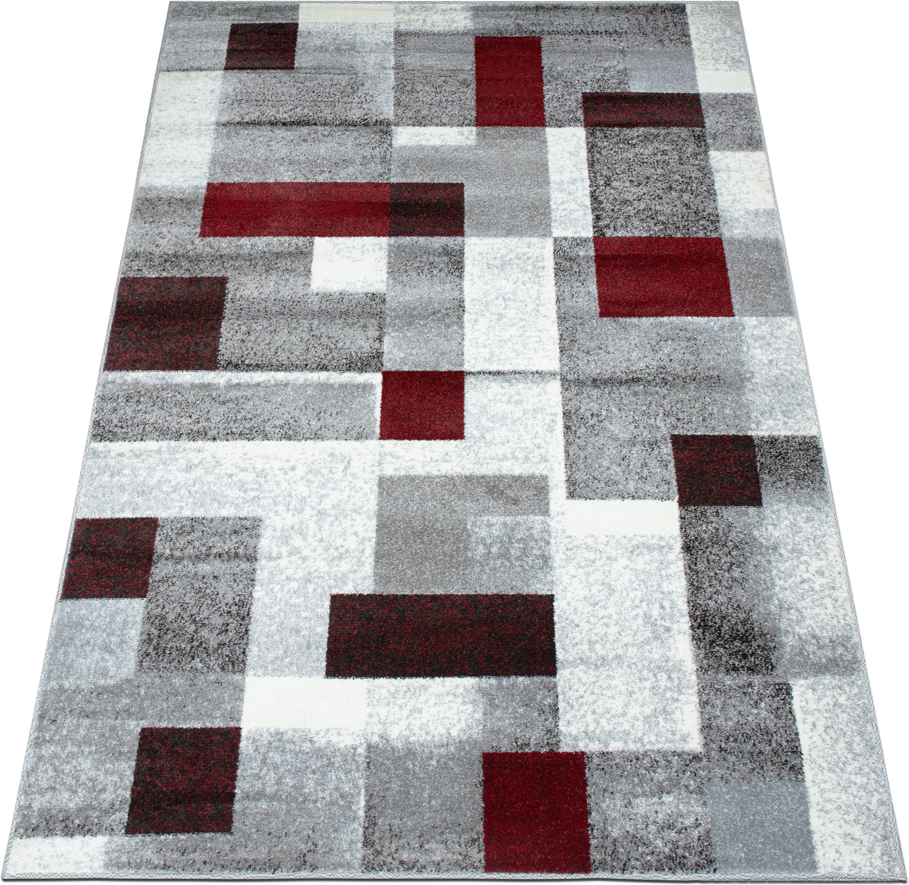 OTTO home Teppich Corine, rechteckig, Höhe: 9 mm, mit besonders weichem Flor, Kurzflor, modernes Karo-Design