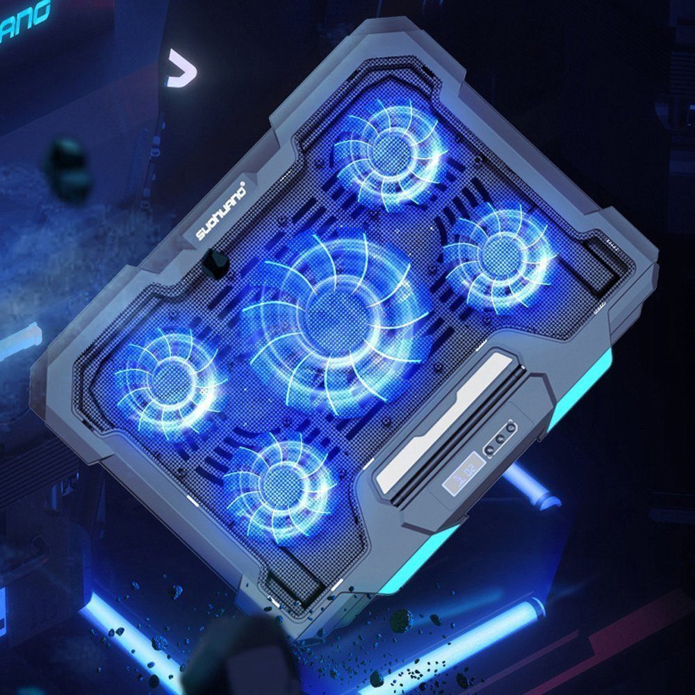 ibettertec Notebook-Kühler Laptop Kühler Gaming-Notebook Cooling Pad / Cooler Ständer, Kühlmatte für 12-18 Zoll Notebook, Laptop (5 Ventilatoren), Schwarz