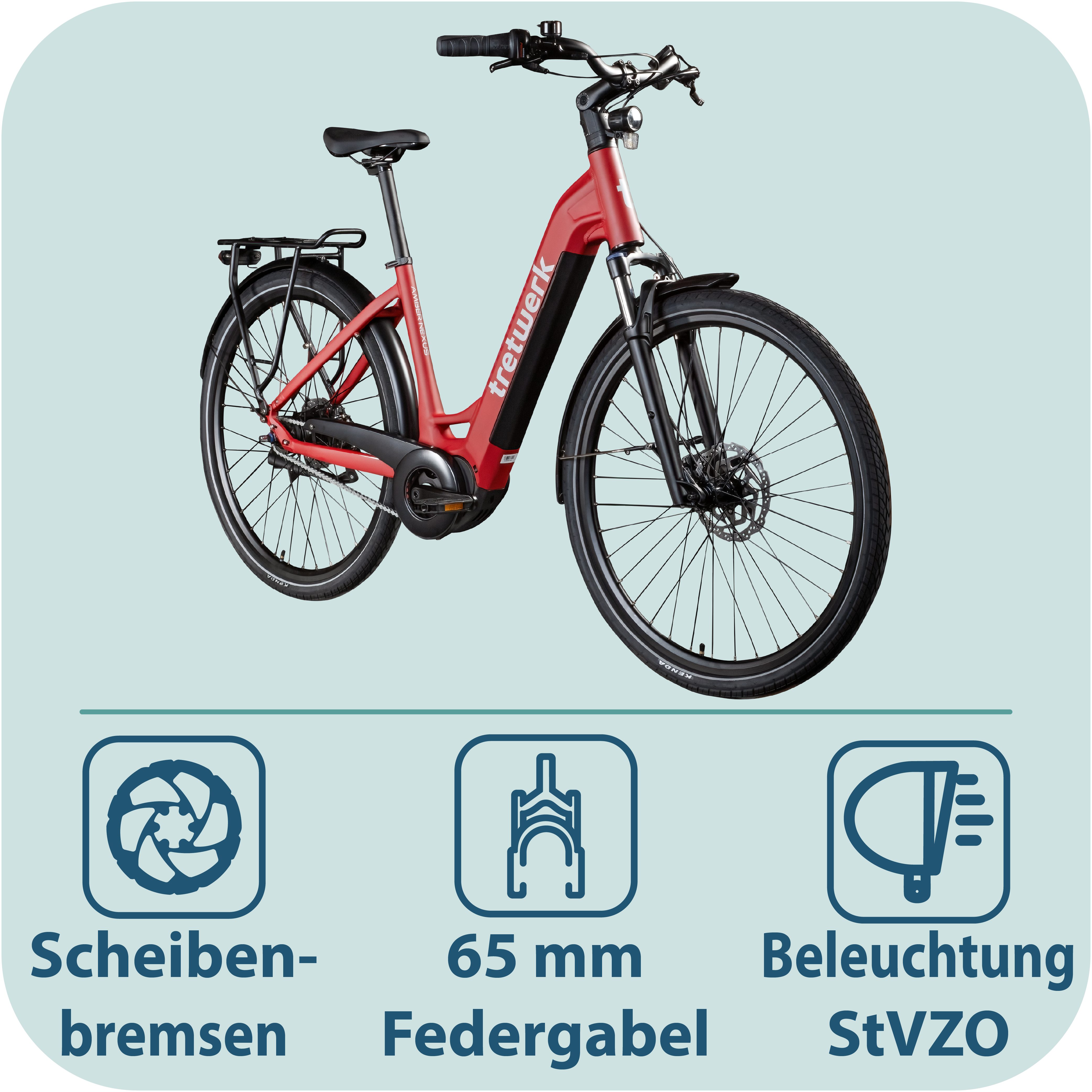 Tretwerk E-Bike Cityrad Amber Nexus, 8 Gang, Nabenschaltung, Mittelmotor, 550 Wh, Tretwerk Amber Nexus E Bike Damen 28 Zoll Elektrofahrrad 155 - 185cm