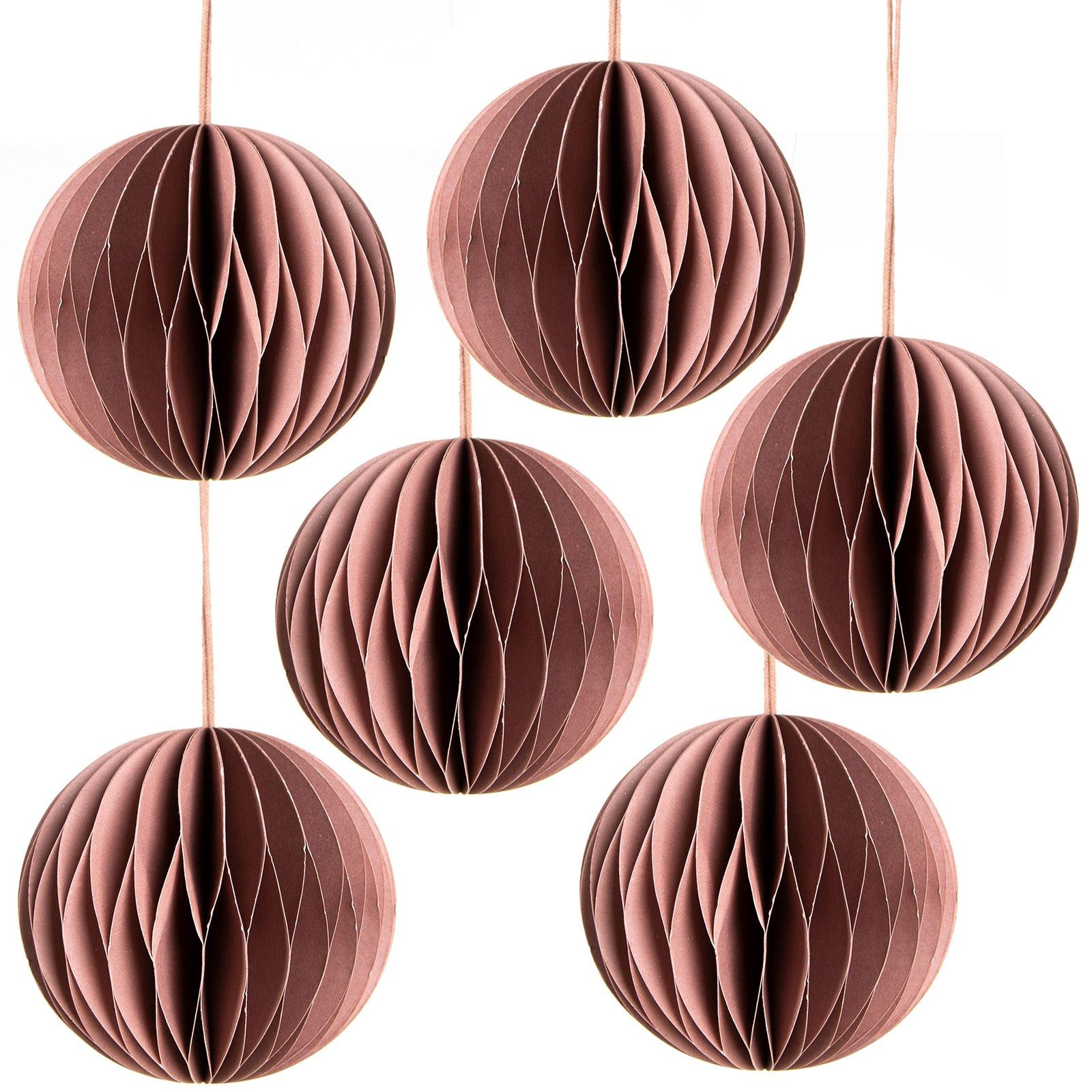 Logbuch-Verlag Baumbehang 6 Weihnachtskugeln Honeycomb altrosa Papier Kugeln Ø 8 cm