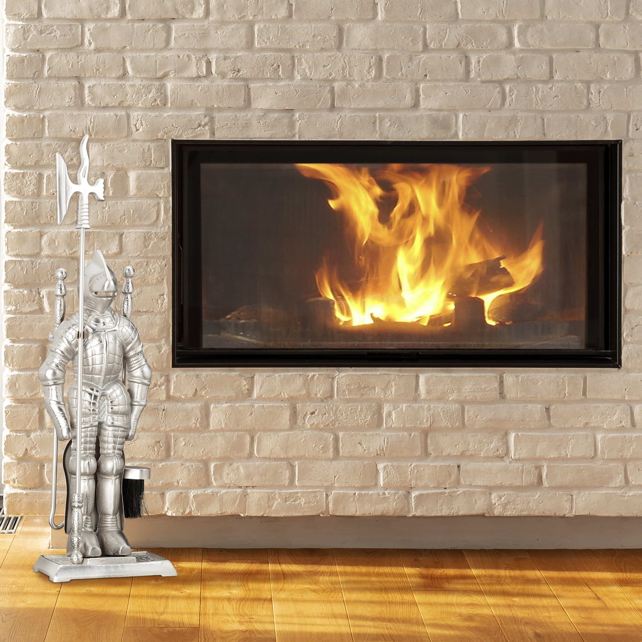 relaxdays Kamingarnitur Kaminbesteck Ritter Gusseisen 4 teilig, (Kaminbeste günstig online kaufen