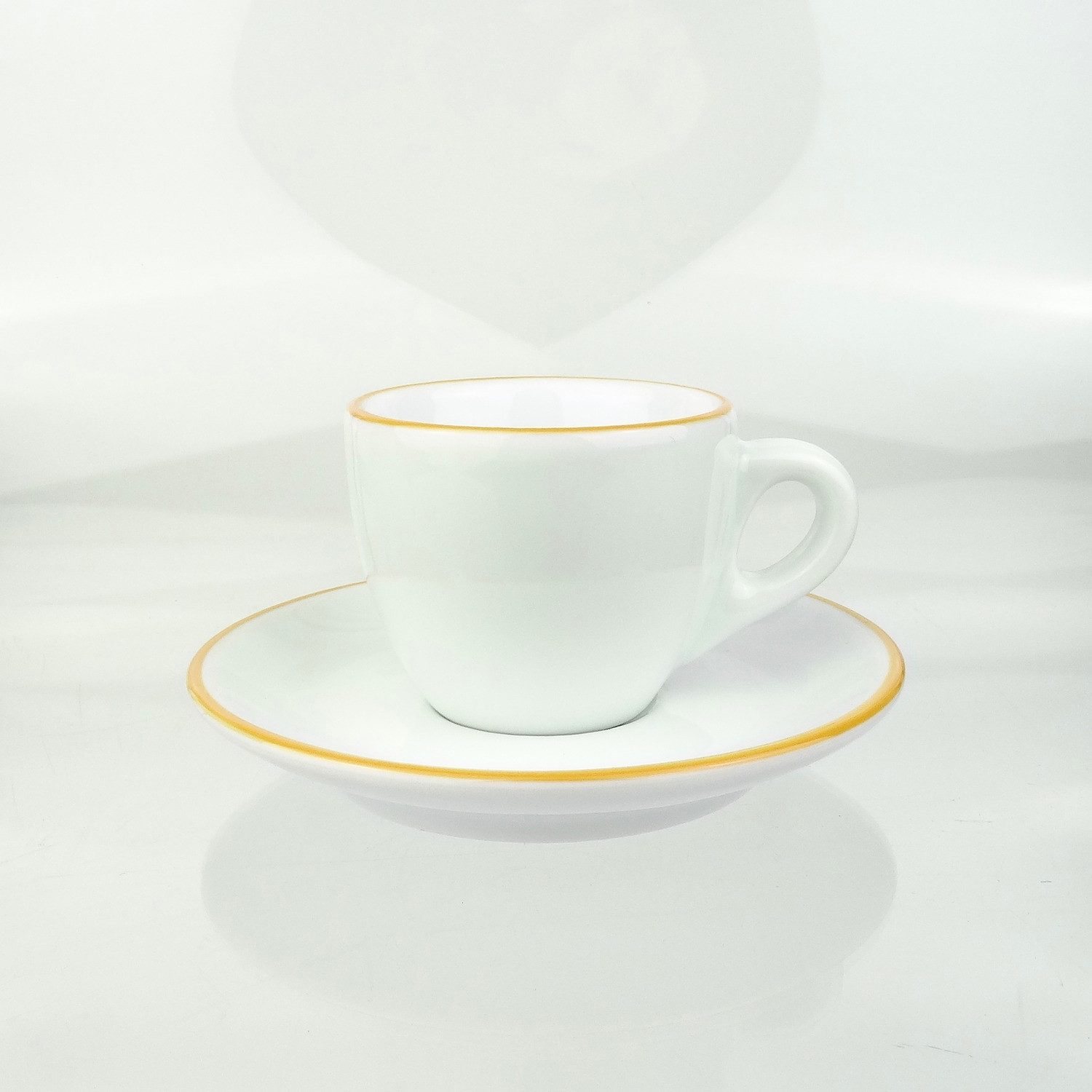 Ancap Espressotasse dickwandig, »Verona«, weiß mit dunkelgelbem Rand, 70 ml, 2-tlg., Hartporzellan