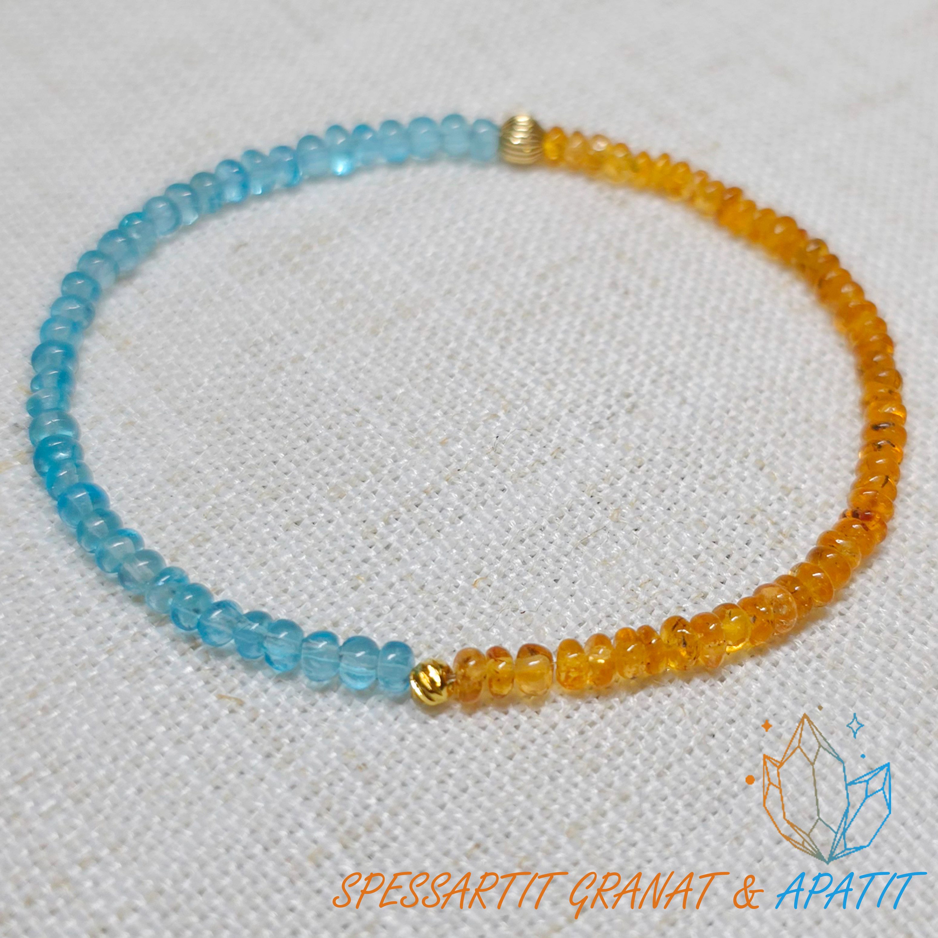 GOLDEN Charm-Armband Spessartit Granat & Blauer Apatit Armband, Orange Edelstein Armband