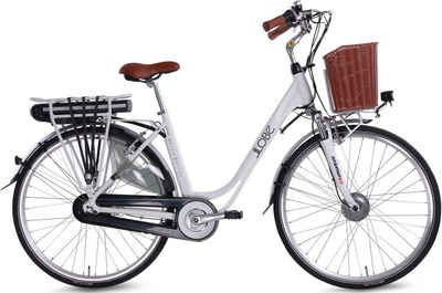 LLobe E-Bike »WhiteMotion 3.0, 15,6Ah«, 7 Gang Shimano, Nabenschaltung, Frontmotor 250 W
