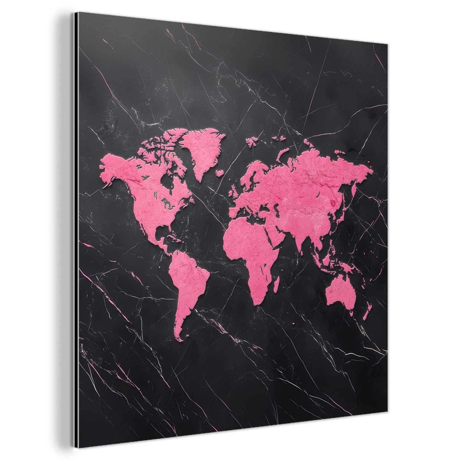 MuchoWow Metallbild Weltkarte - Rosa - günstig online kaufen