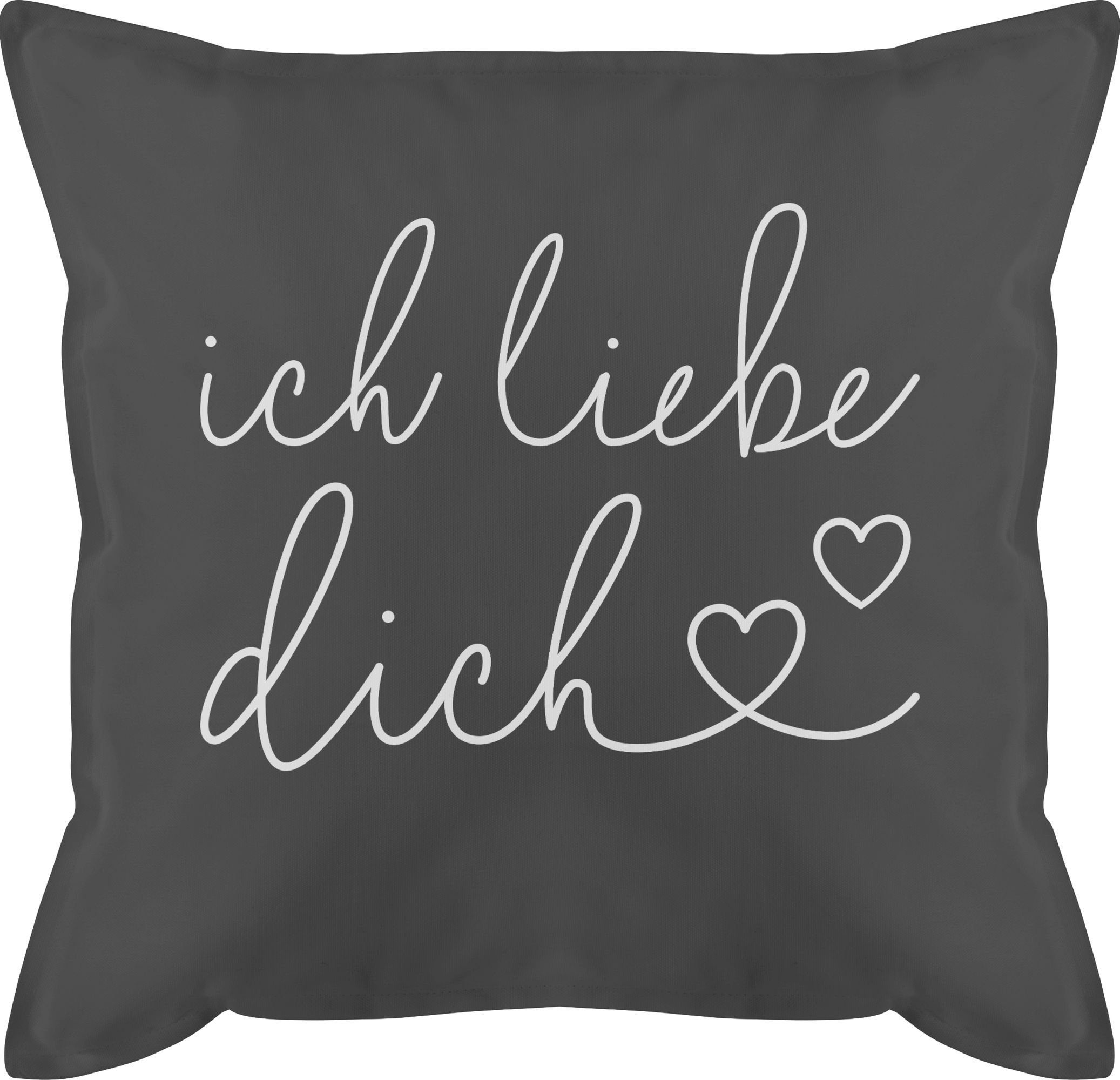 Shirtracer Dekokissen Ich Liebe Dich - Jahrestag Geschenk für Ihn Sie Valentinsgeschenk Männ, Dekokissen Valentinstag Geschenk 3 Grau