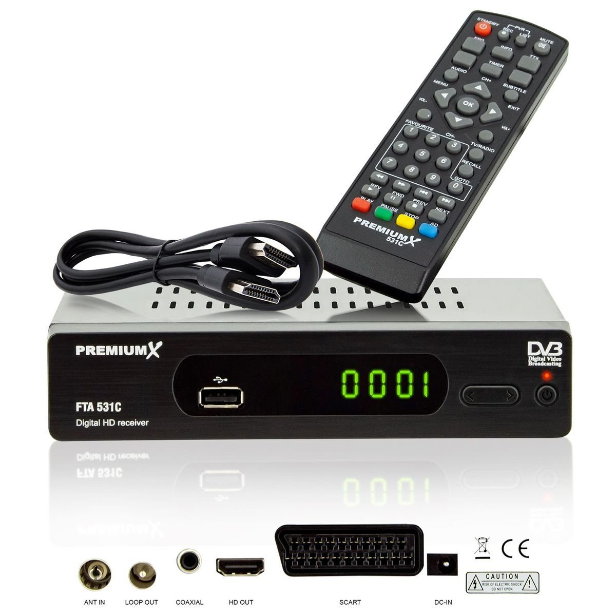 USB FullHD Kabel TV 531C SCART FTA HDMI Digital Kabel-Receiver Receiver PremiumX DVB-C