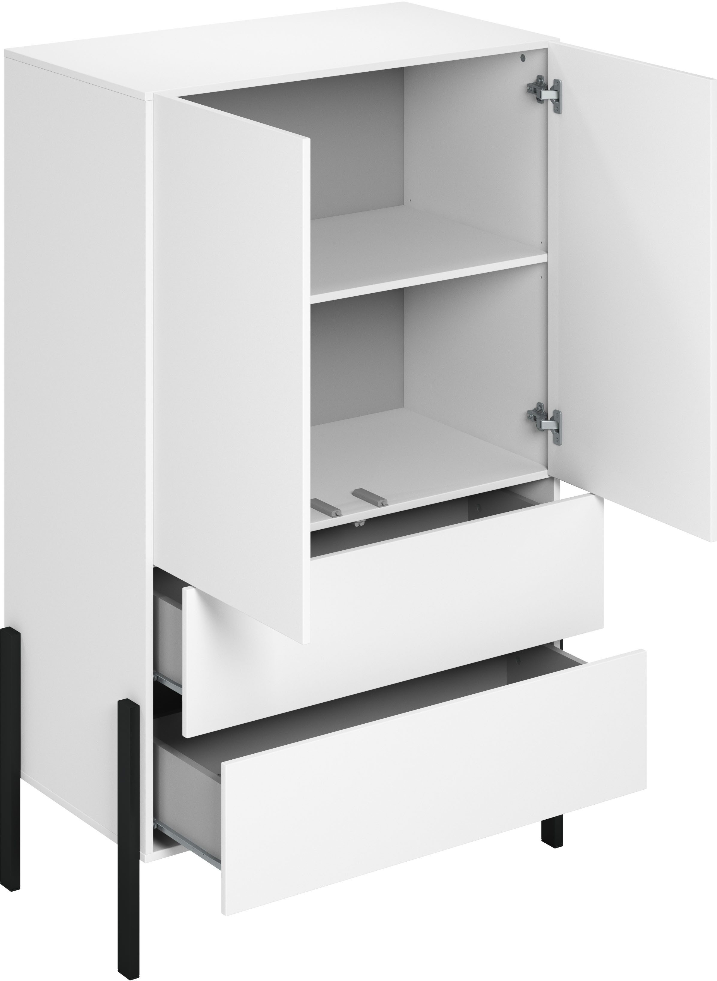OTTO home Wäscheschrank Jukon, moderner griffloser Kleiderschrank, Metallfüsse, Made in Europe (90x150x50, ideal für kleine Räume oder Nischen) Mehrzweckschrank – Bild 4 von 5
