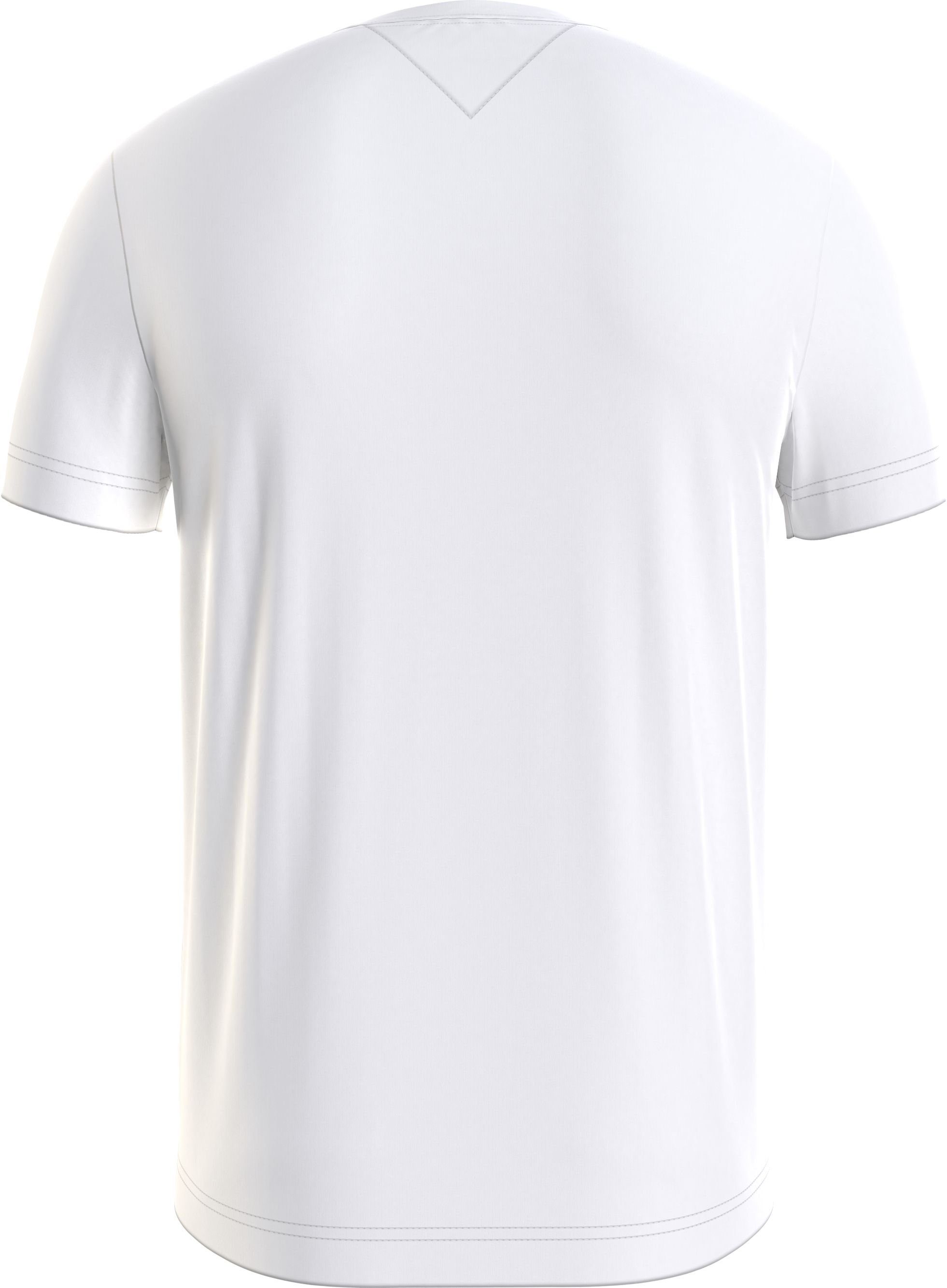 YORK Hilfiger weiß T-Shirt der auf Brust NEW Logoschriftzug HILFIGER TEE mit Tommy