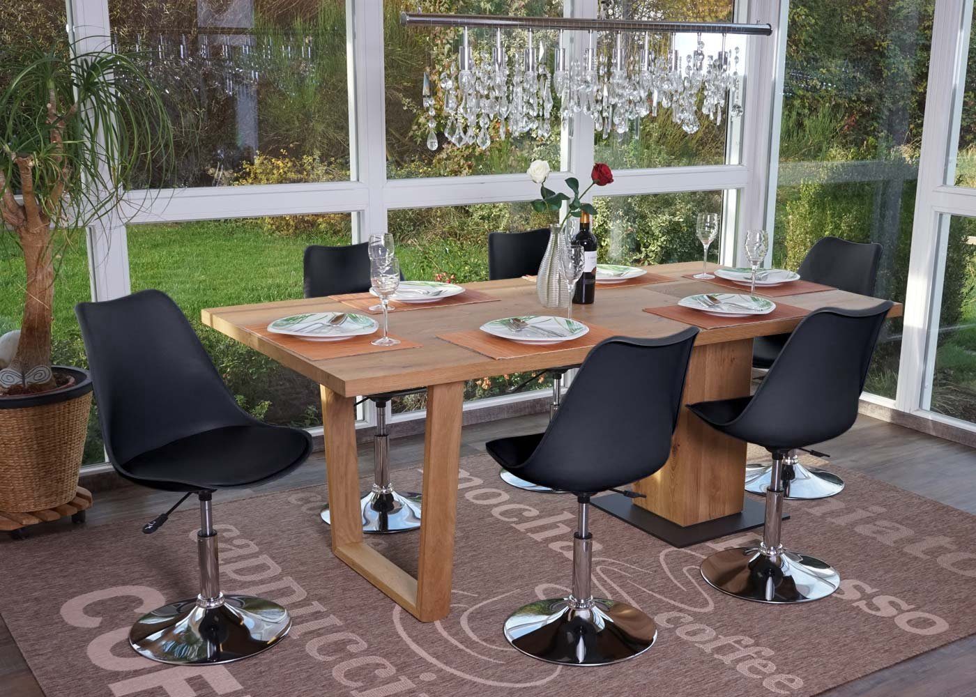 MCW Esszimmerstuhl Vaasa T501-6-h (Set, 6 St), 6er-Set, Korpus aus Kunststoff, frei drehbar um 360°, höhenverstellbar