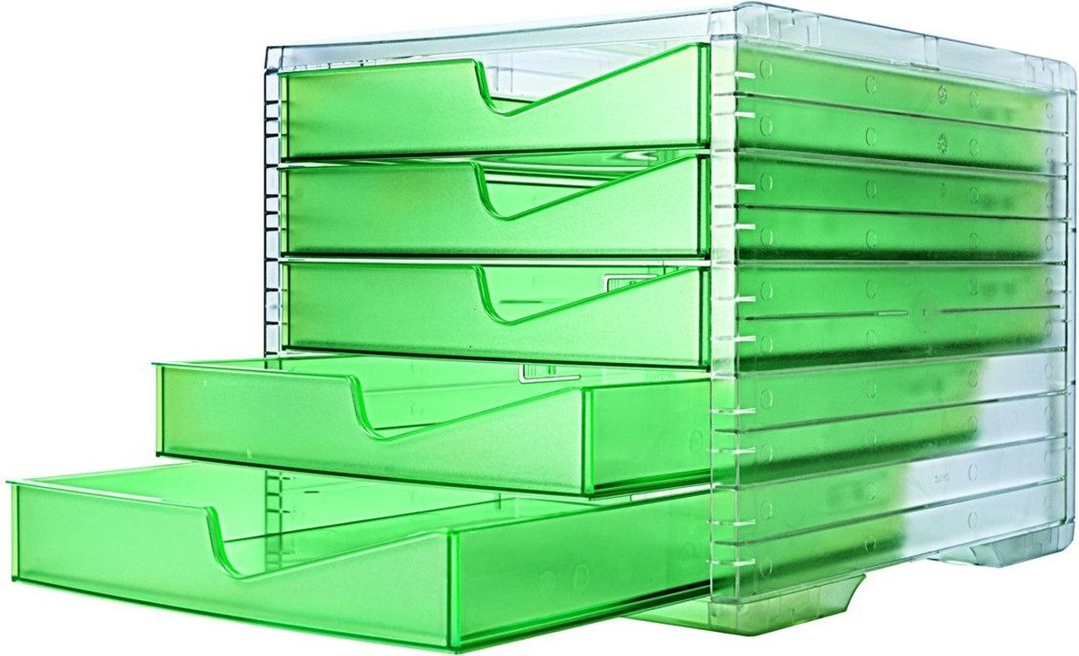 STYRO Organizer Schubladenbox styroswingbox NeonLine 5 Schubladen neon-grün