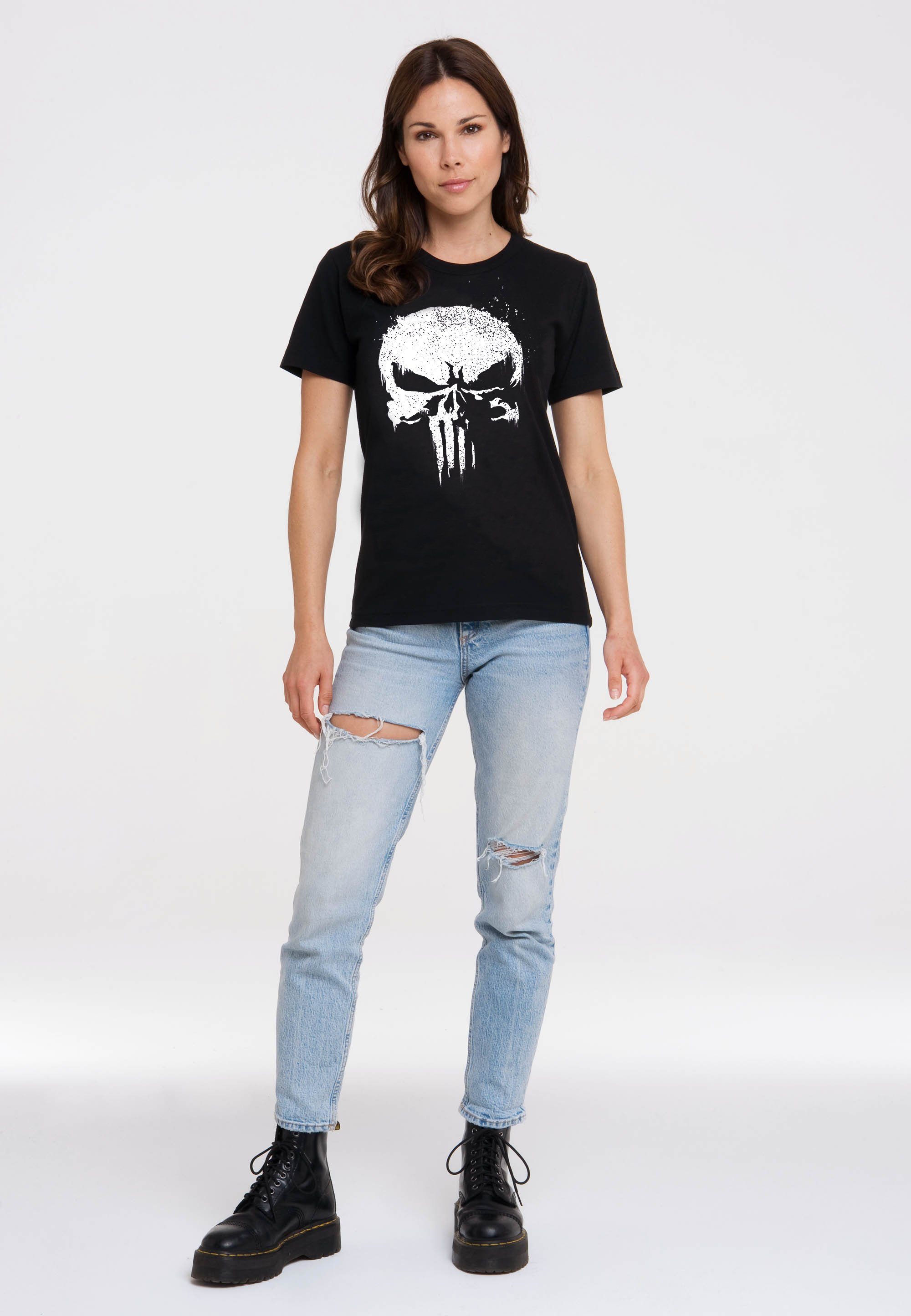 LOGOSHIRT T-Shirt Marvel - Punisher TV Skull mit lizenziertem Print – Bild 2 von 5