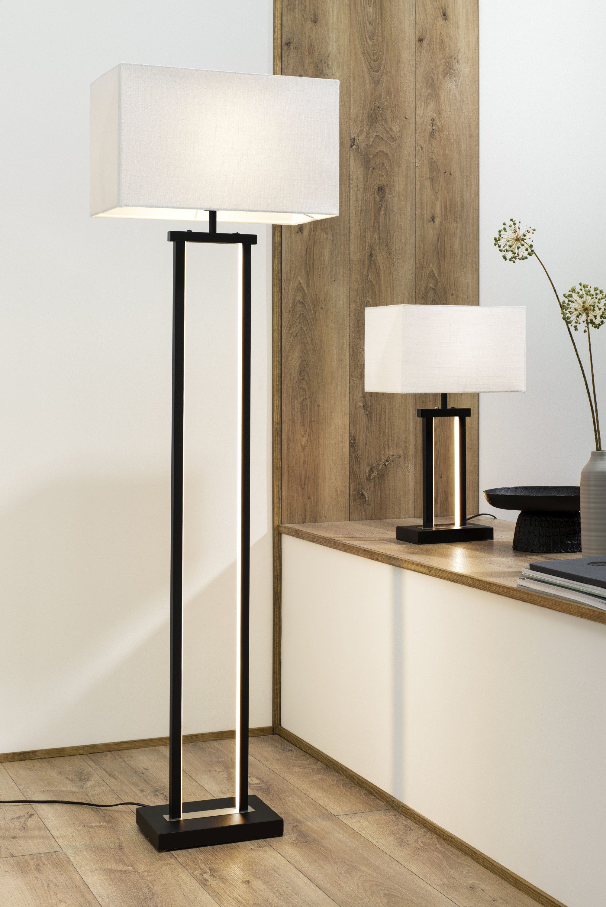 casa NOVA Stehlampe casa NOVA LED-Stehleuchte DOMO BHT 45x150x25 cm weiß, Warmweiß – Bild 2 von 2