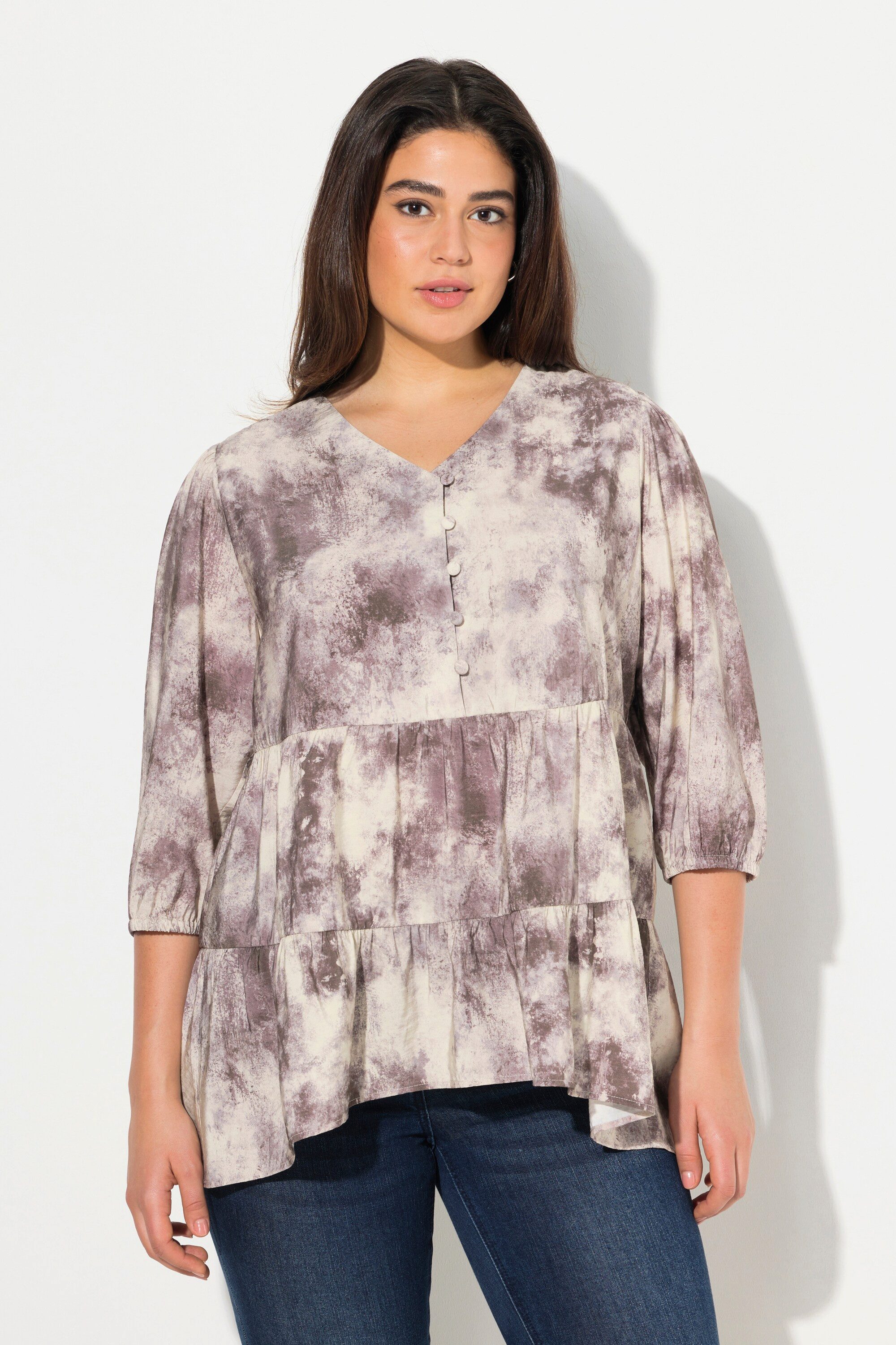 Ulla Popken Tunika Bluse Batikdruck A-Linie günstig online kaufen