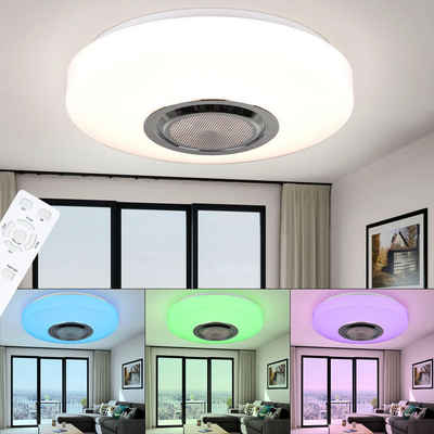 etc-shop LED Deckenleuchte, LED-Leuchtmittel fest verbaut, Warmweiß, RGB LED Deckenlampe Bluetooth Lautsprecher mit Fernbedienung