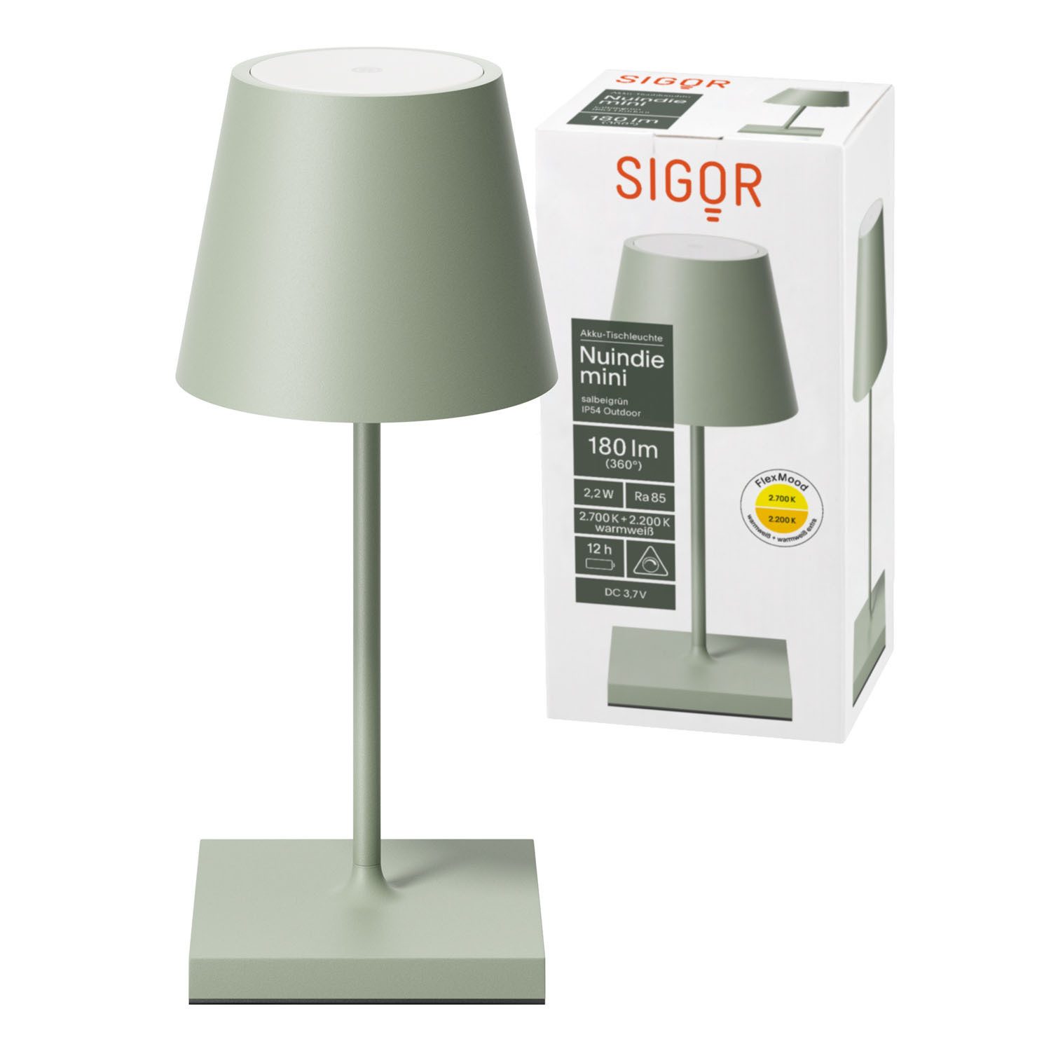 SIGOR LED Tischleuchte Akku-Tischleuchte, Dimmbar, LED fest integriert, Warmweiß