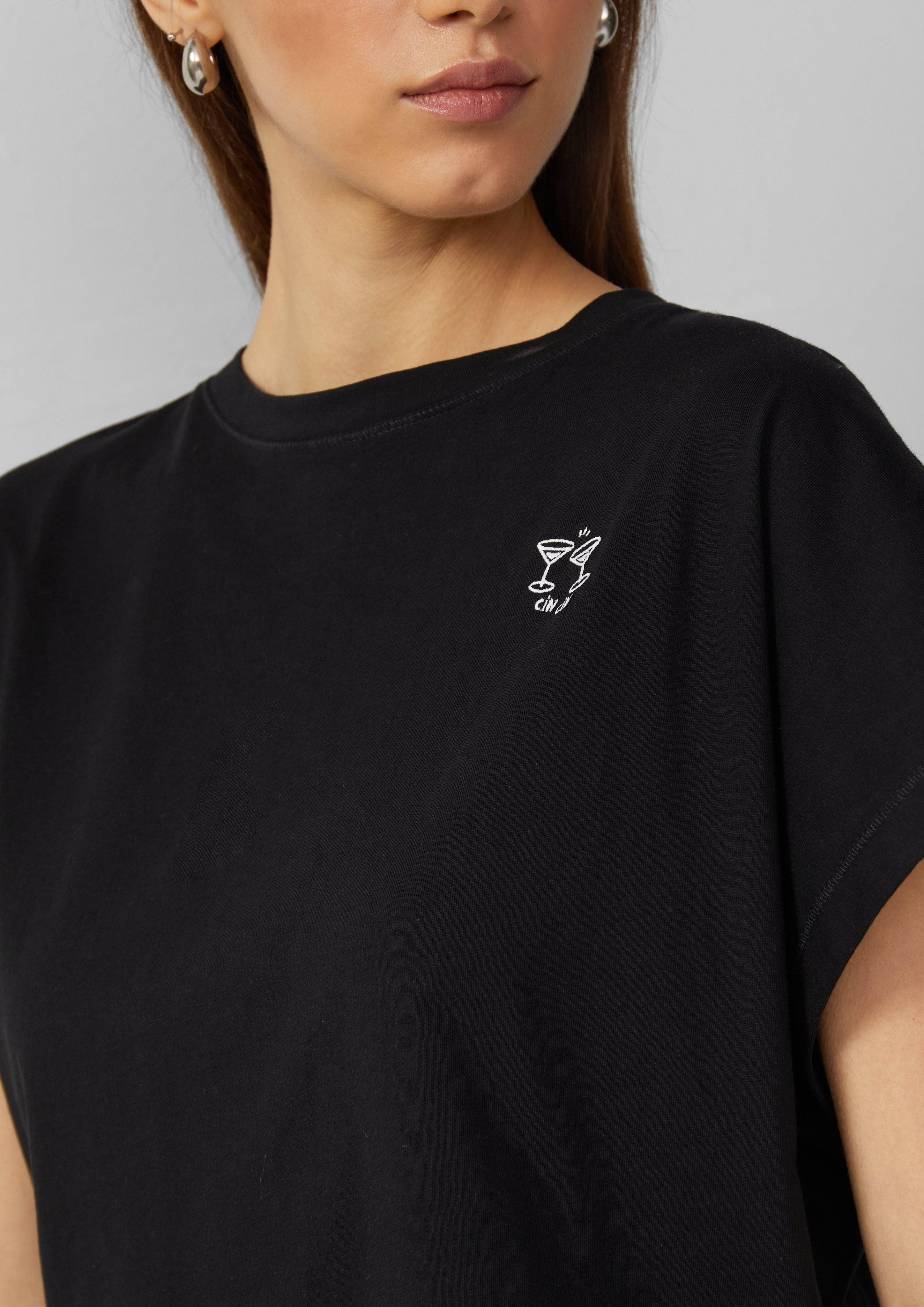 QS Kurzarmshirt Lässiges Shirt mit überschnittener günstig online kaufen