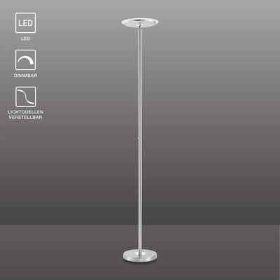 SellTec Stehlampe LED Deckenfluter Stehlampe rund, dimmbar über Touchdimmer, Touchschalter, 1xLED-Board / 22 Watt, warmweiß, Edelstahl, dimmbar per Touchdimmer