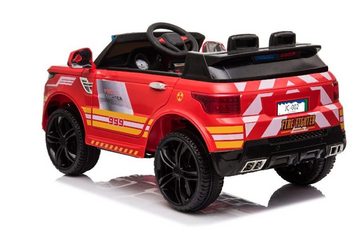 ES-Toys Elektro-Kinderauto Kinder Elektroauto Feuerwehr RR002, Belastbarkeit 30 kg, LED-Lichter Sirene MP3 USB Fernbedienung