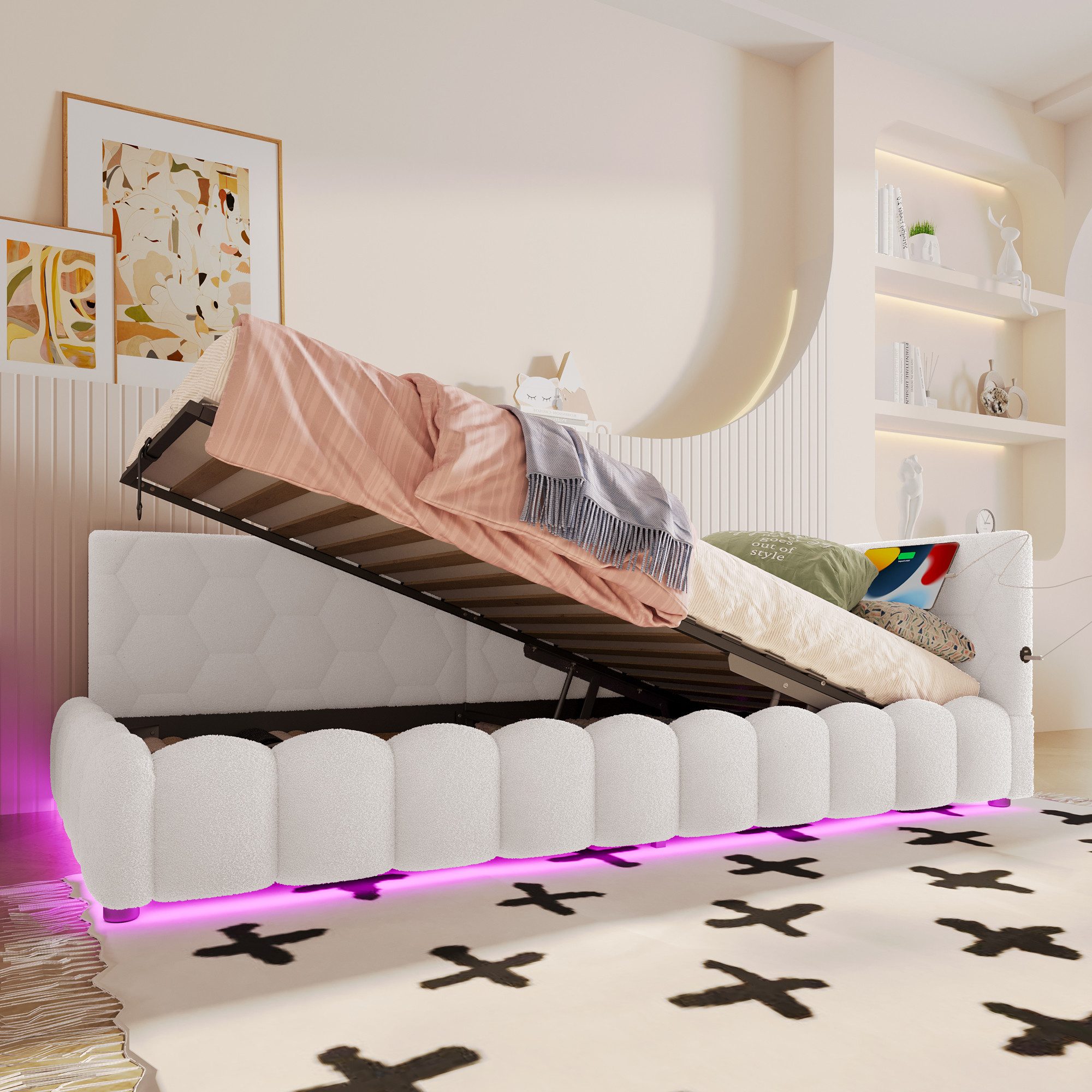 Ulife Polsterbett Daybett, Schlafsofa mit LED-Lichtleiste,USB-Anschluss, günstig online kaufen