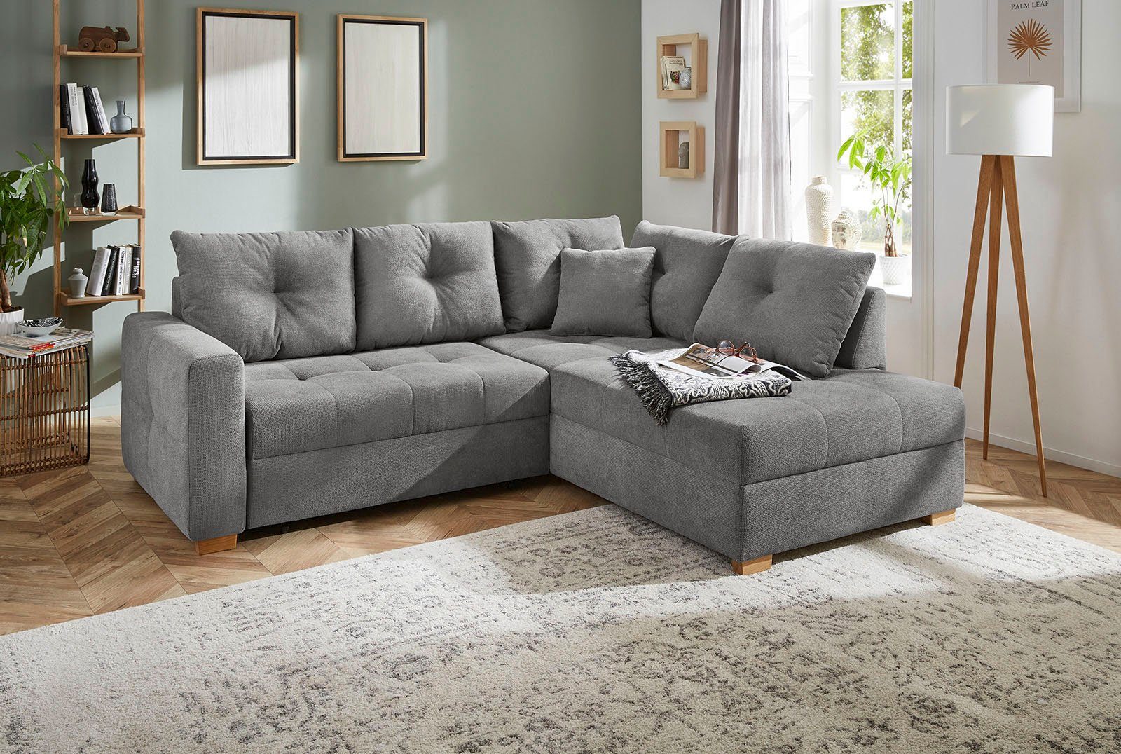 Jockenhöfer Gruppe Ecksofa Heidelberg L-Form, B: 228 cm, mit Schlaffunktion, Bettkasten & Zierkissen