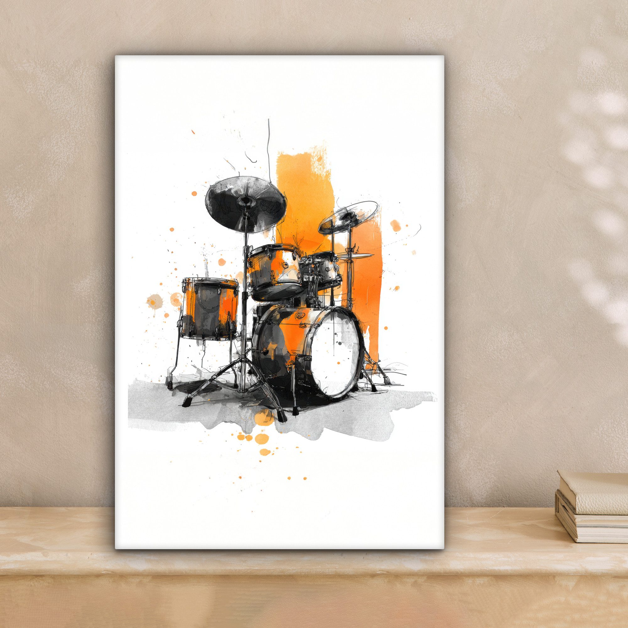 OneMillionCanvasses® Leinwandbild Schlagzeug - Orange - günstig online kaufen