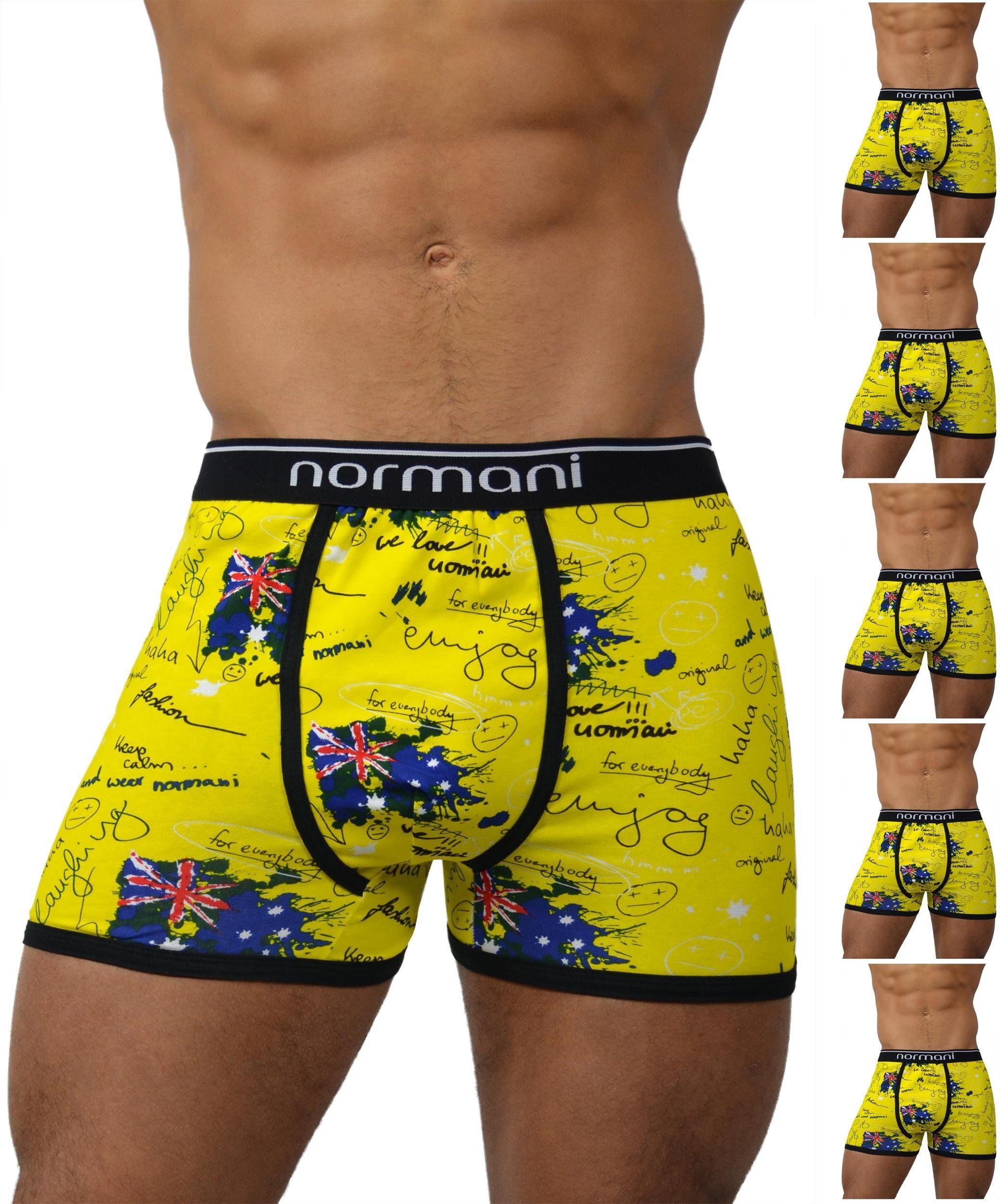 Crazy Boxershorts Retro aus Baumwolle Baumwolle 6 Stück normani Yellow Unterhose Boxer atmungsaktiver aus Retro Britannia