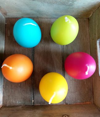 meytrade Formkerze Eikerze Ostereier 5er Set in bunten Farben Osterdeko Osterkerze (pink, gelb, blau, grün, orange, 5 fröhliche Frühlingsfarben, Qualitätskerzen, hochwertige Rohstoffe von RAL)