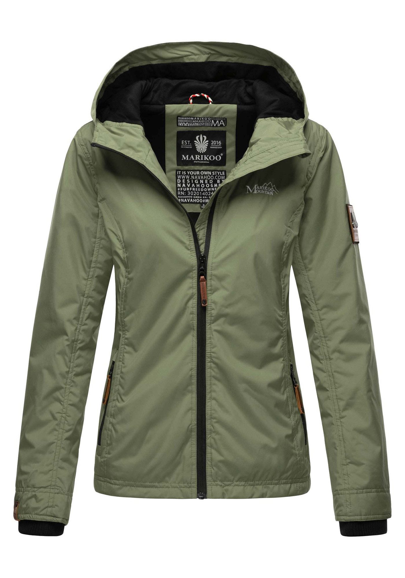 Marikoo Outdoorjacke Brombeere Sportliche Übergangsjacke mit Kapuze und schützendem Kragen – Bild 4 von 5
