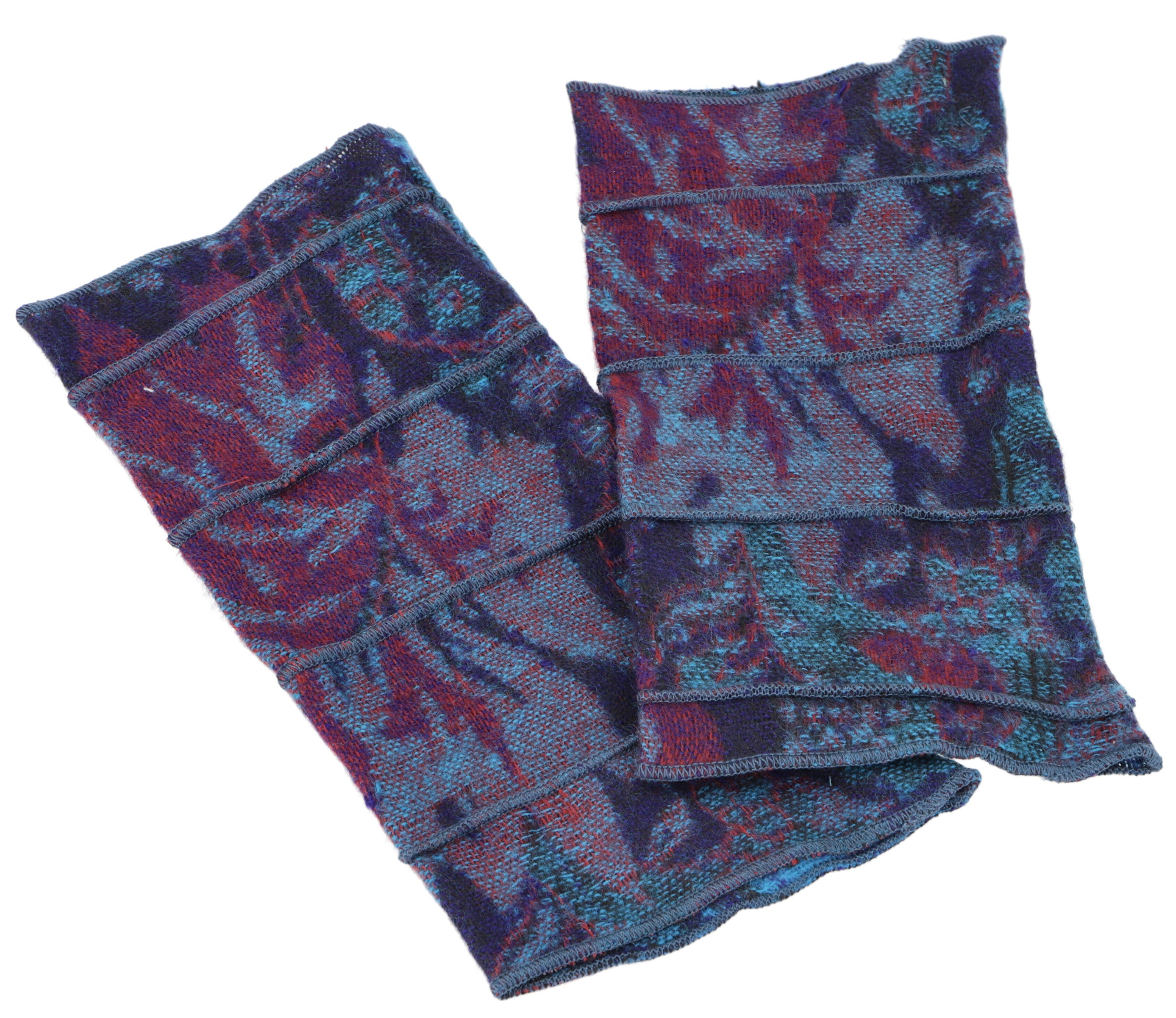 Guru-Shop Strickhandschuhe Patchwork Handstulpen, Ethno Goa Armstulpen -..