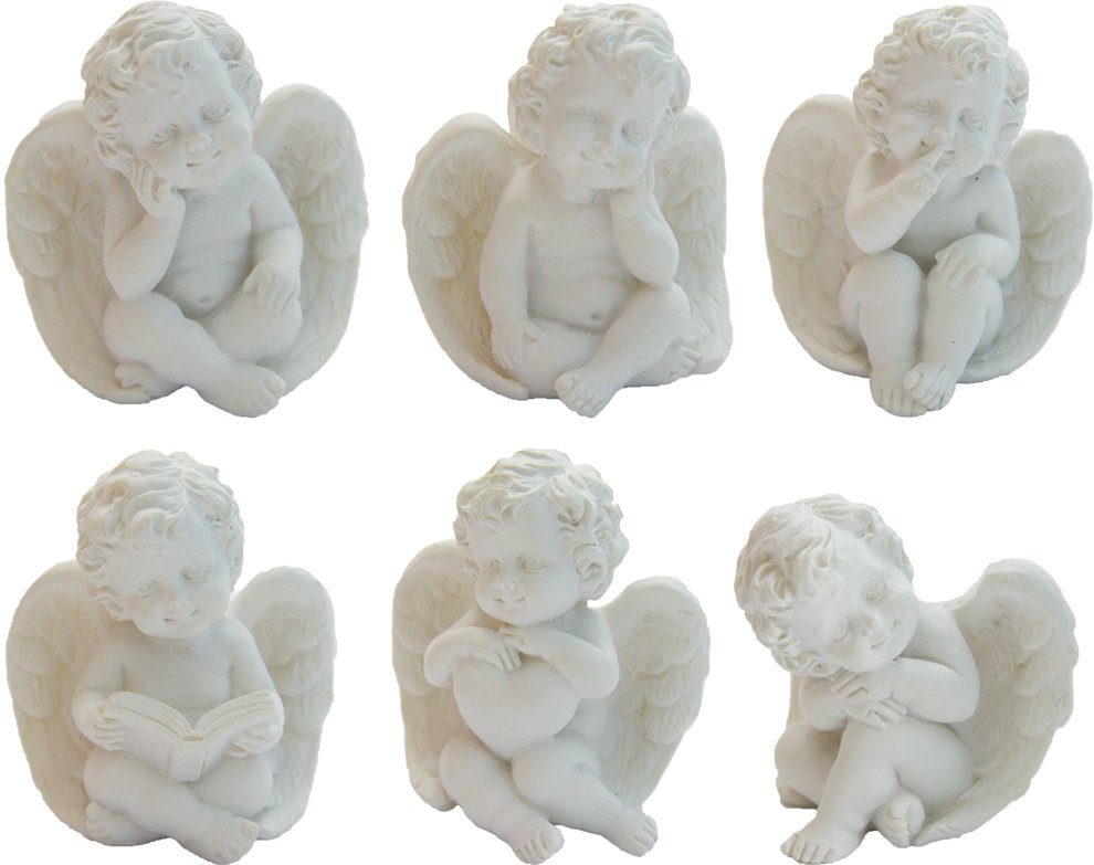 Engelfigur Engel sitzend, weiß 6-teilig 4,2 cm