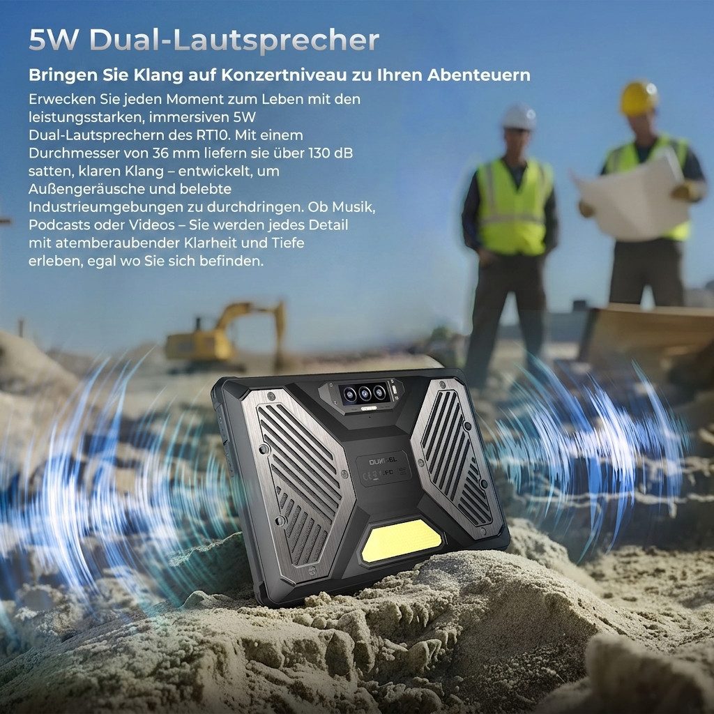 OUKITEL RT10 Outdoor Tablet Robustes IP69 25000 mAh 5G + MediaTek 7400X Tablet (11", 512 GB, Android 15, 5G, 36(12+24) GB RAM, Profi‑Campinglicht & Lautsprecher)